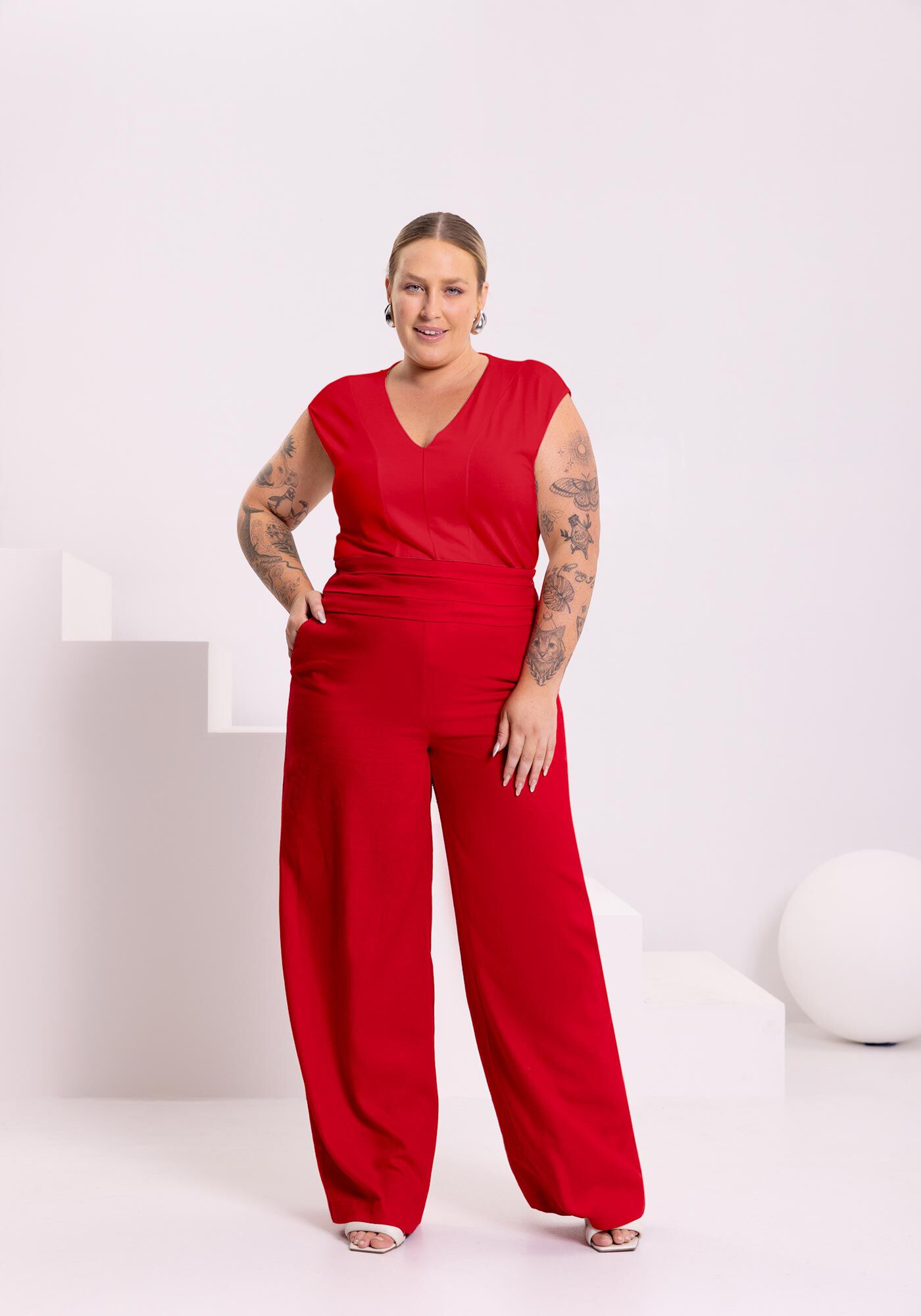 Blusa De Mangas Curtas B&aacute;sica Em Malha De Viscose E Elastano, VERMELHO NATTY, large.