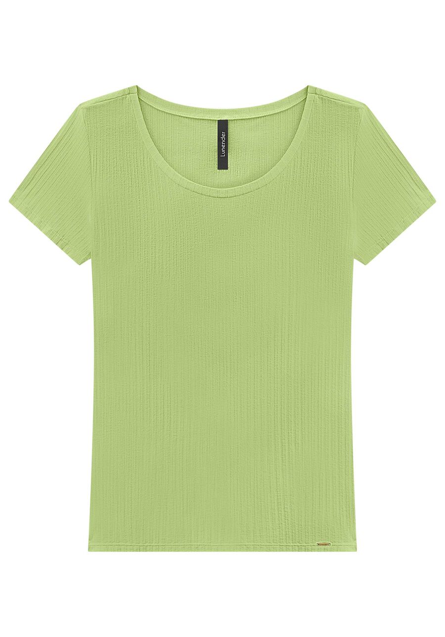 Blusa Em Malha Canelada Com Mangas Curtas E Decote Redondo, . Blusa Em Malha Canelada Com Mangas Curtas E Decote Redondo, , large.