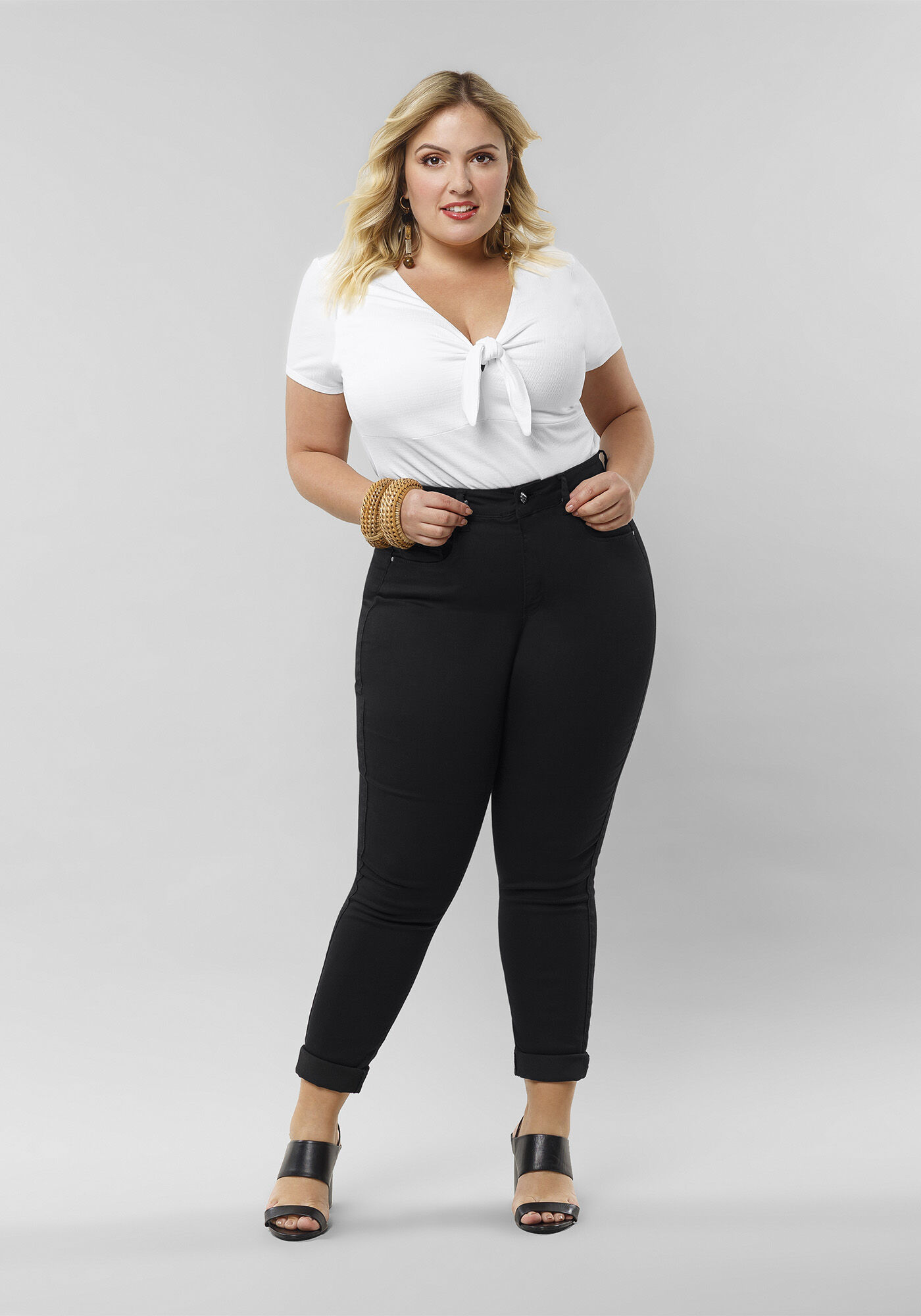 Calça sarja hot sale preta plus size