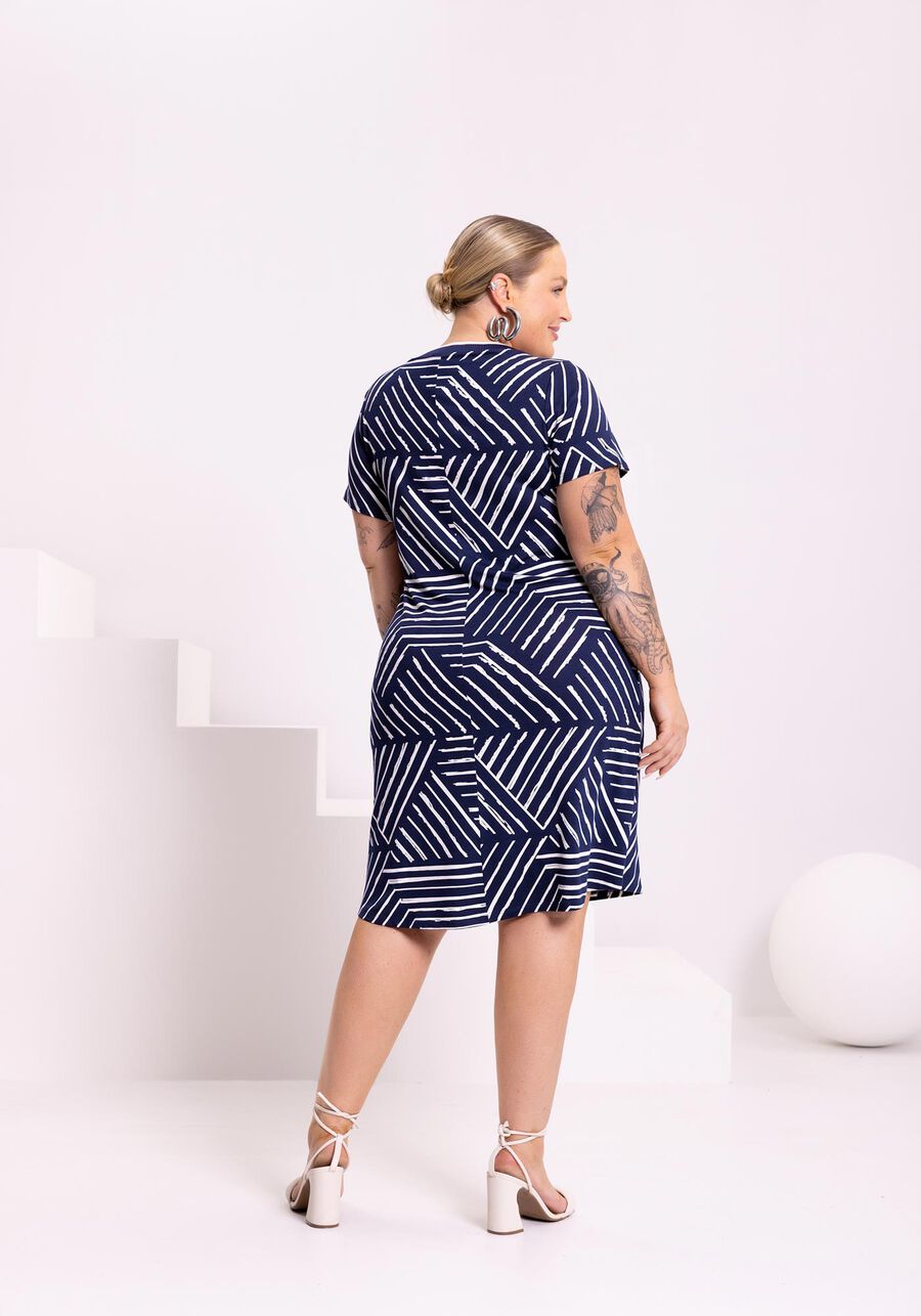 Vestido Midi Estampado Mangas Curtas Com Decote Em Retilínea, . Vestido Midi Estampado Mangas Curtas Com Decote Em Retilínea, , large.