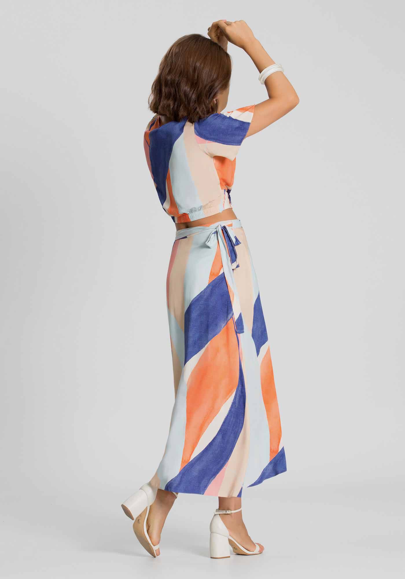 Saia midi transpassada estampada cheap