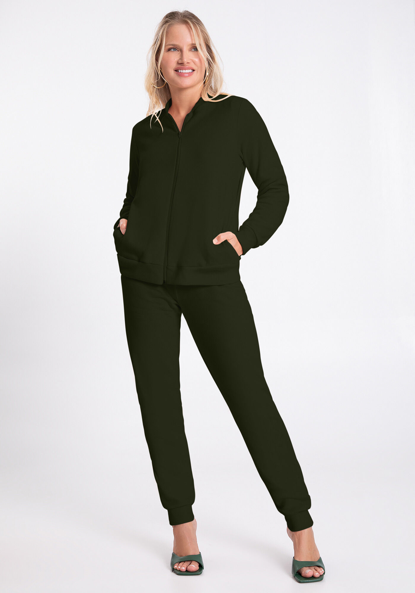 Jaqueta Com Z&iacute;per Em Moletom Felpado, , large.