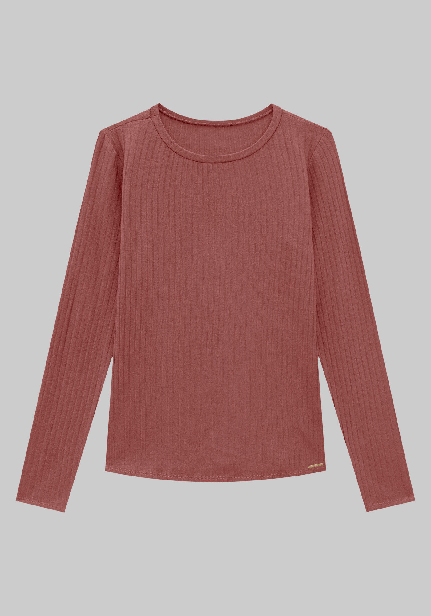 Blusa B&aacute;sica Canelada Manga Longa, , large.