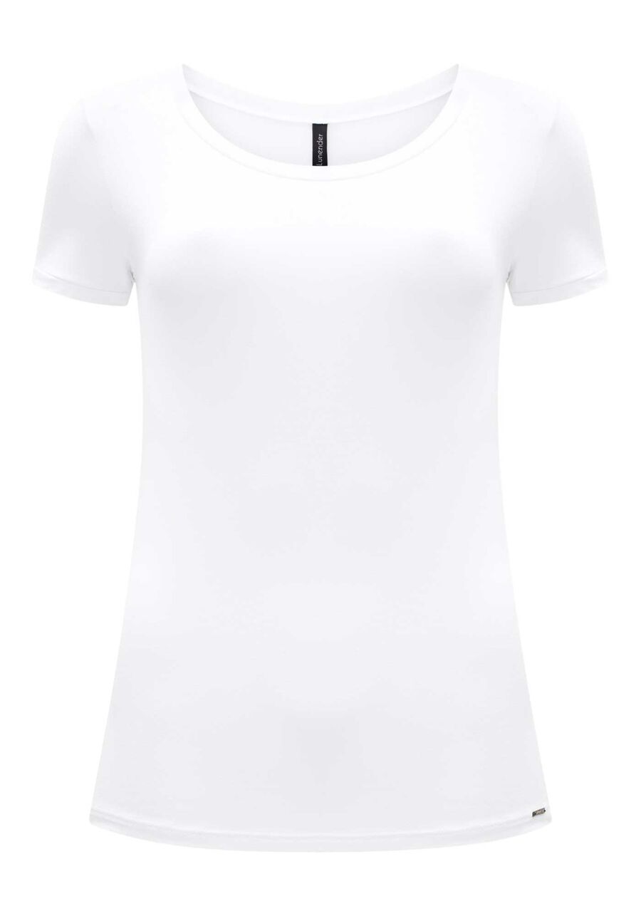 Blusa Básica Lisa De Mangas Curtas Em Malha De Viscose, BRANCO. Blusa Básica Lisa De Mangas Curtas Em Malha De Viscose, BRANCO, large.