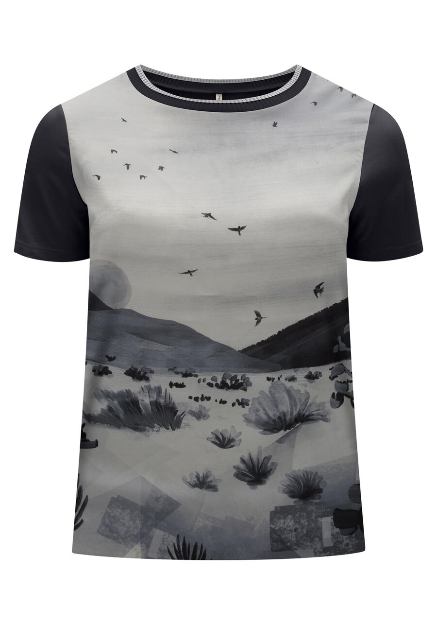Blusa De Mangas Curtas Plus Size Com Frente Estampada, . Blusa De Mangas Curtas Plus Size Com Frente Estampada, , large.