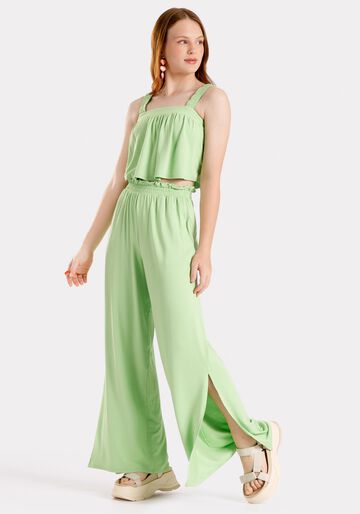 Conjunto Juvenil com Blusa e Calça Wide Leg, VERDE CIMENS. Conjunto Juvenil com Blusa e Calça Wide Leg, VERDE CIMENS, large.