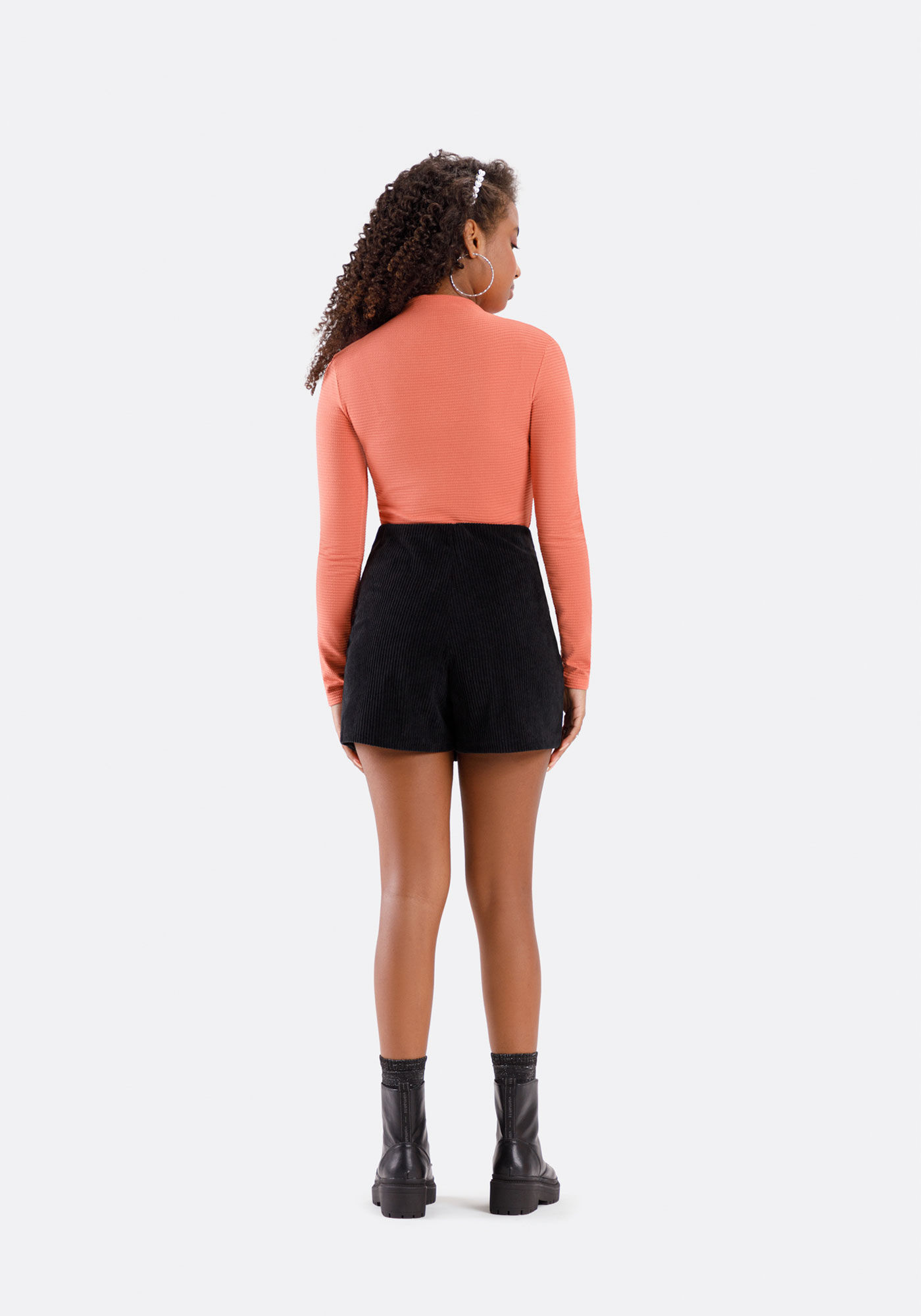 Blusa De Mangas Longas Juvenil Com Gola Alta, LARANJA GILD, large.