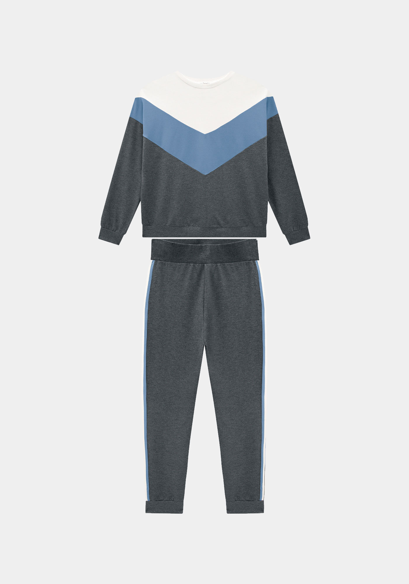 Conjunto Blus&atilde;o e Cal&ccedil;a Jogging em Moletom Plus Size, MESCLA ESCURO, large.