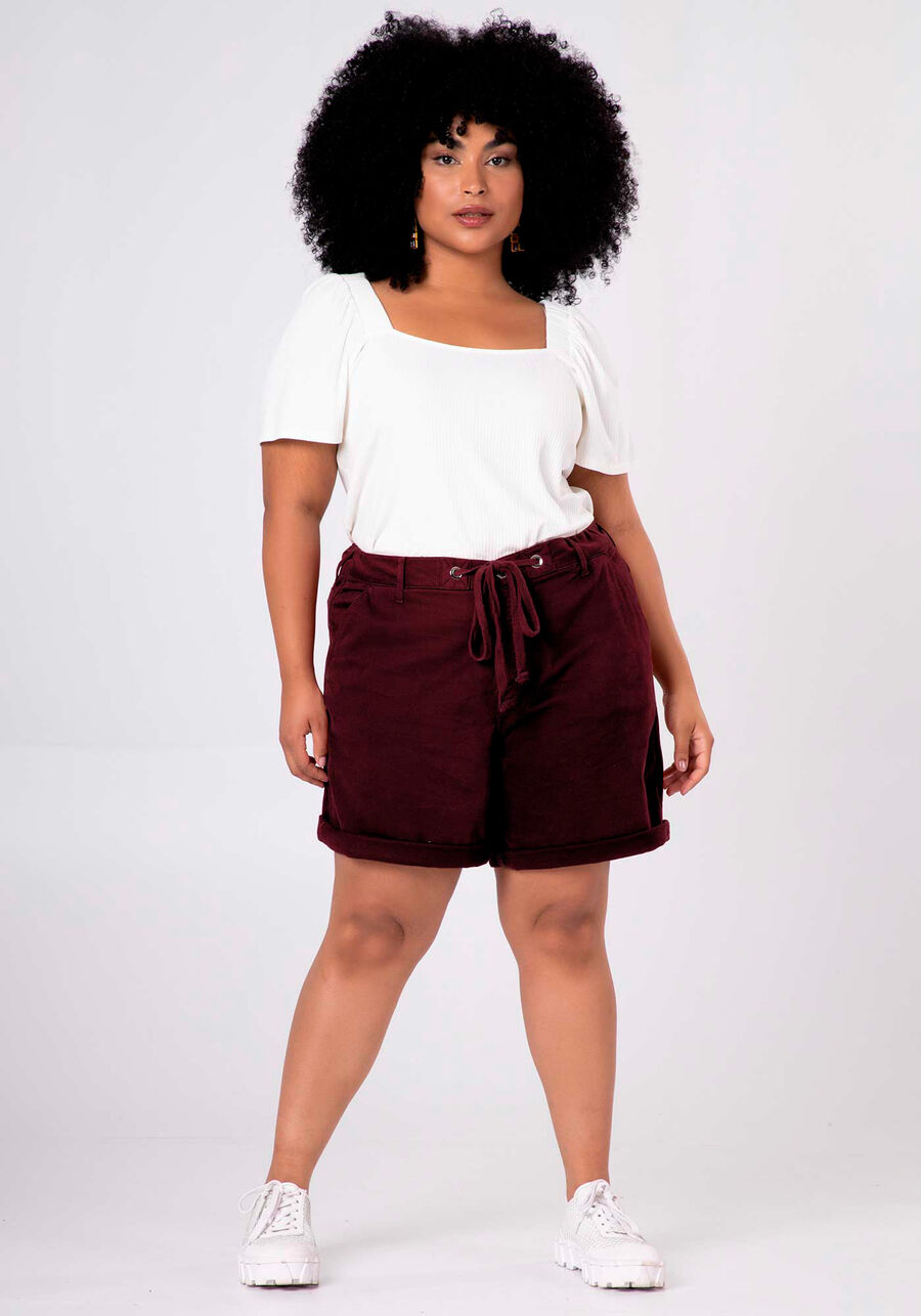 Shorts Boyfriend Plus Size Com Bolsos Em Sarja Com Elastano, . Shorts Boyfriend Plus Size Com Bolsos Em Sarja Com Elastano, , large.