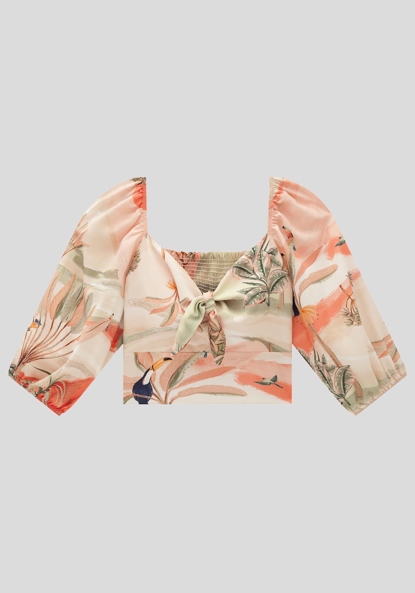 Blusa Cropped em Viscose com La&ccedil;o, , large.