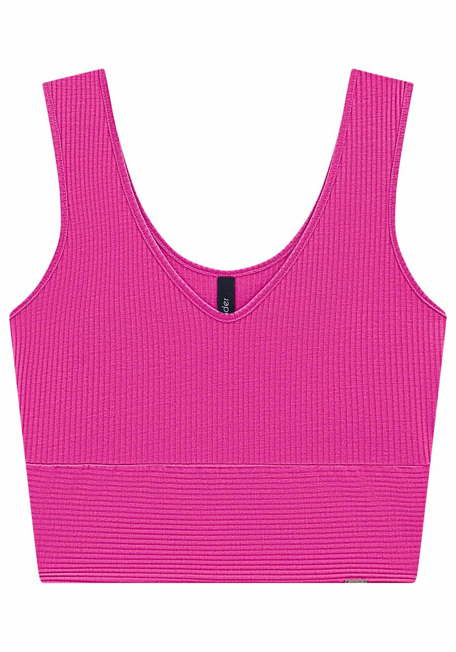 Blusa Cropped De Alças Com Decote V Em Malha Canelada, . Blusa Cropped De Alças Com Decote V Em Malha Canelada, , large.