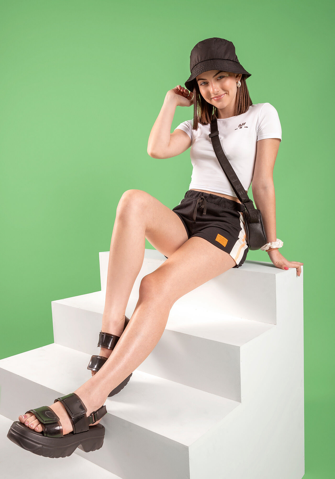 Shorts Juvenil em Moletom com Detalhe Lateral, PRETO REATIVO, large.