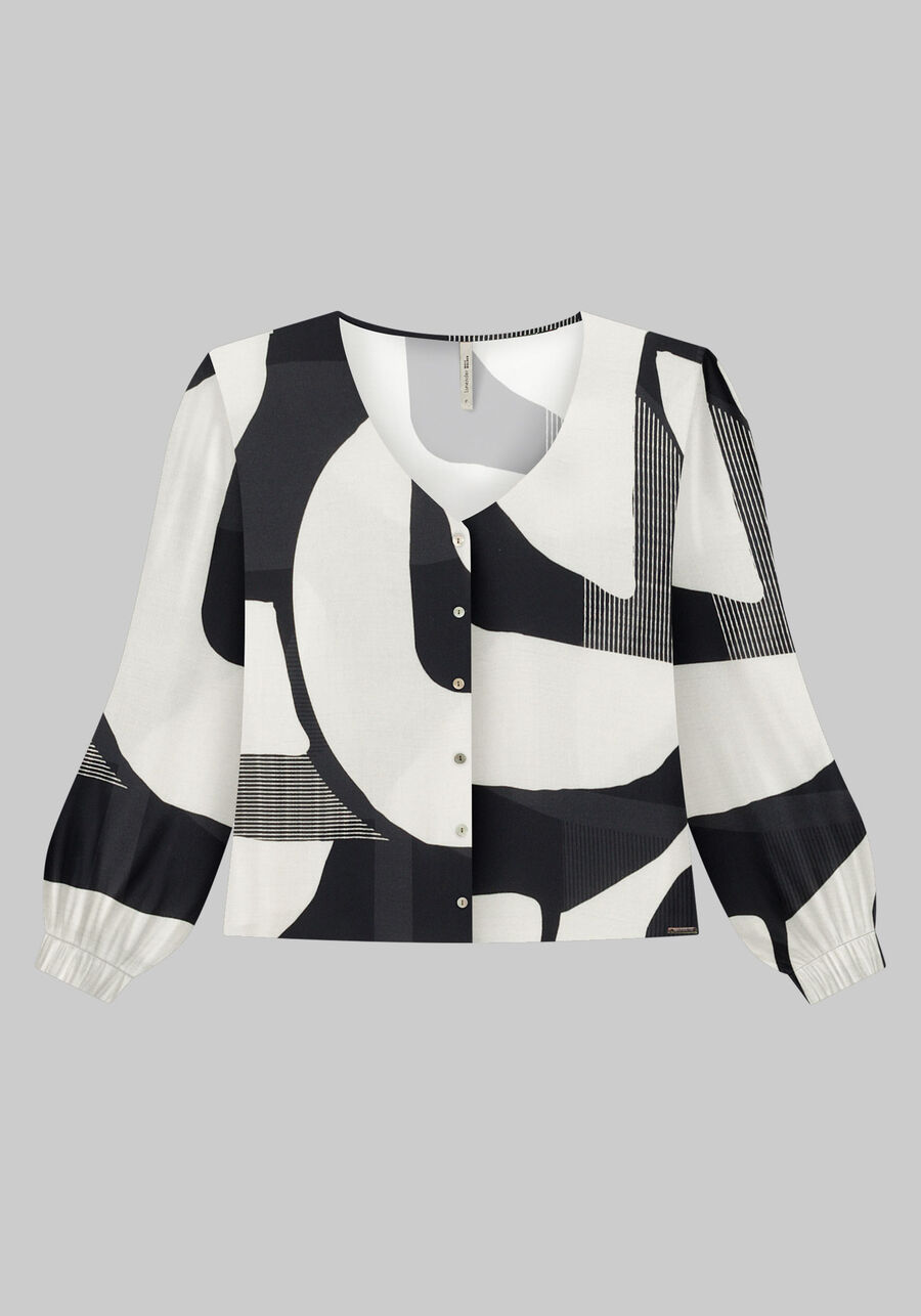 Camisa Manga Longa Bufante Plus Size Estampada, . Camisa Manga Longa Bufante Plus Size Estampada, , large.