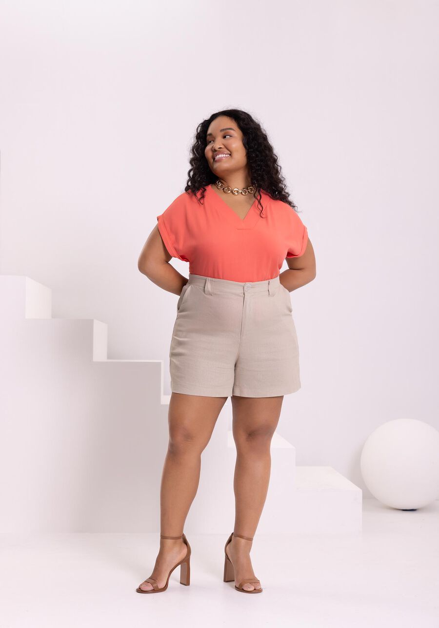 Blusa Mullet De Mangas Curtas Com Decote V Em Viscose, . Blusa Mullet De Mangas Curtas Com Decote V Em Viscose, , large.