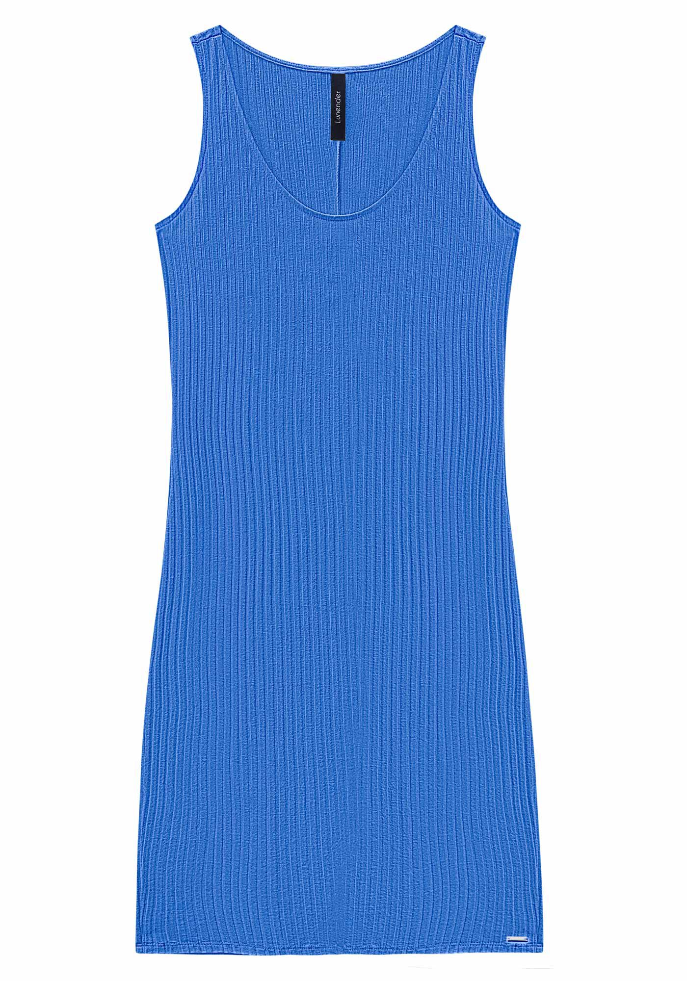 Vestido Curto B&aacute;sico Com Decote Redondo Em Malha Canelada, , large.