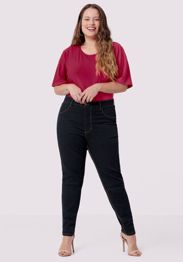 Calça Jeans Skinny Plus Size Fit For Me, JEANS, large.