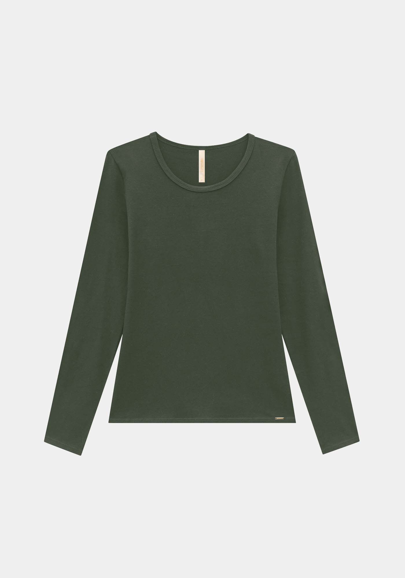 Blusa Manga Longa em Malha Cotton B&aacute;sica, , large.