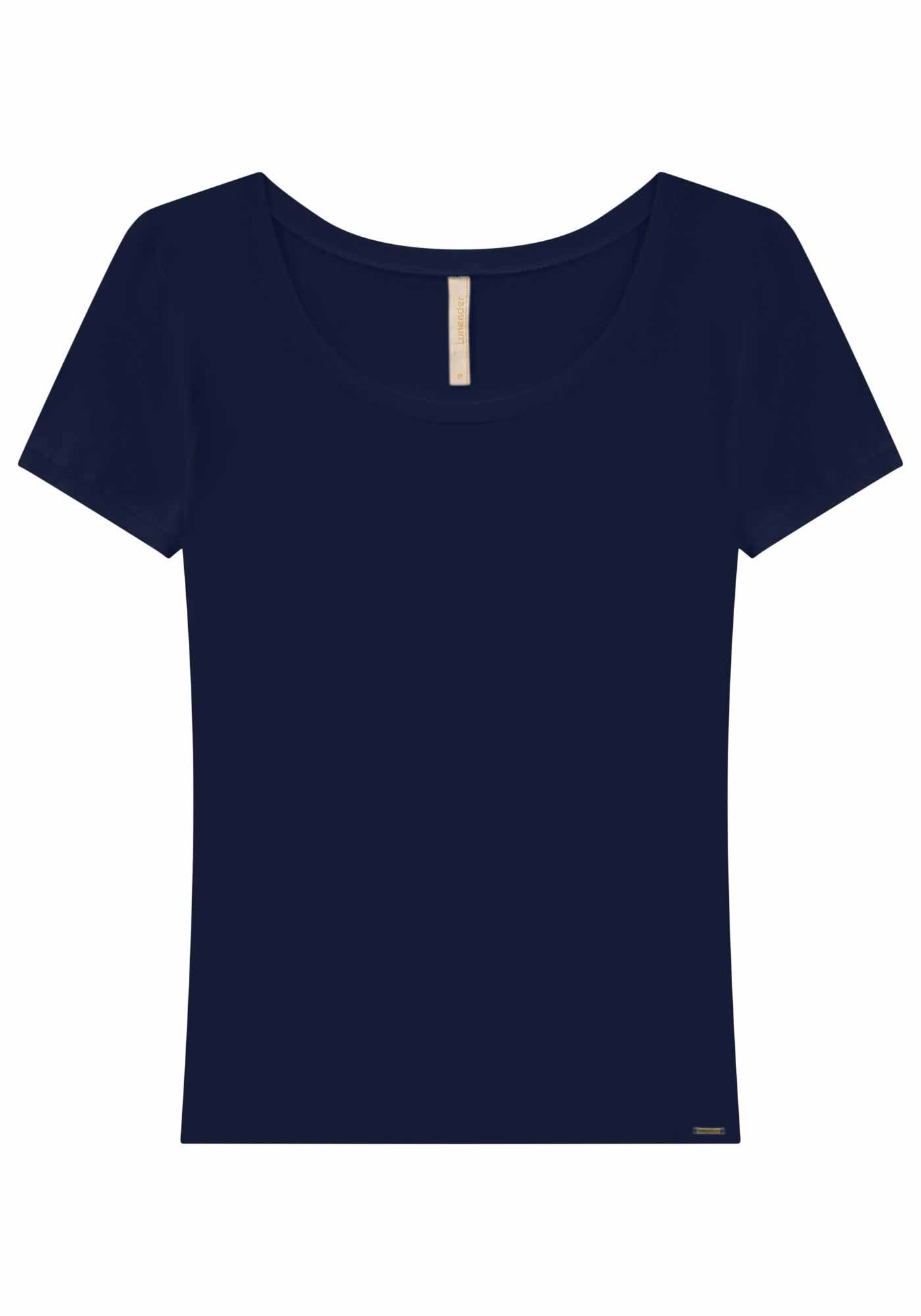 Blusa B&aacute;sica Lisa De Mangas Curtas Em Malha De Viscose, , large.