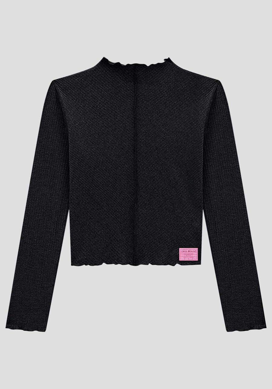 Blusa Juvenil Gola Alta com Detalhe Costura, . Blusa Juvenil Gola Alta com Detalhe Costura, , large.