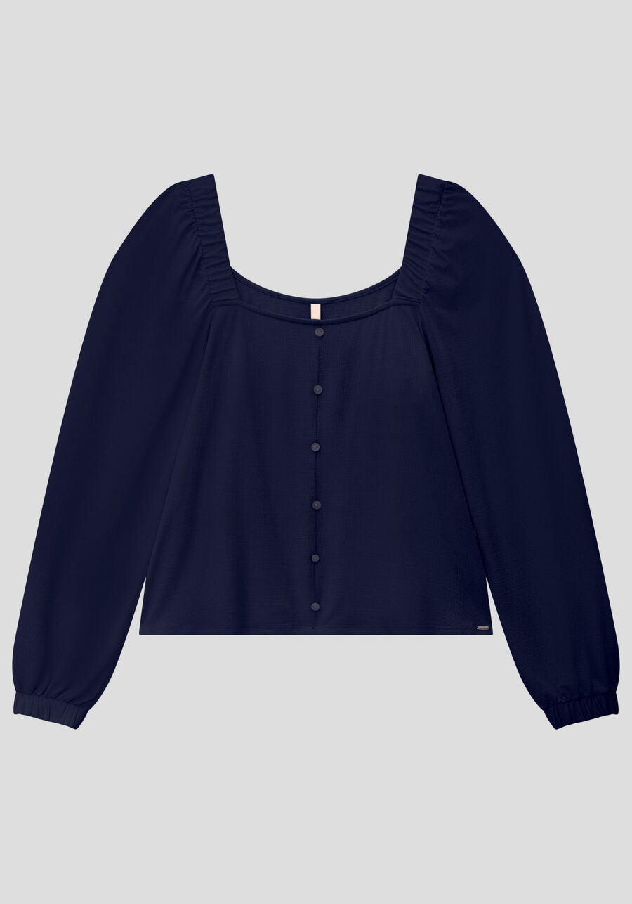 Blusa Plus Size em Malha com Mangas Bufantes, . Blusa Plus Size em Malha com Mangas Bufantes, , large.