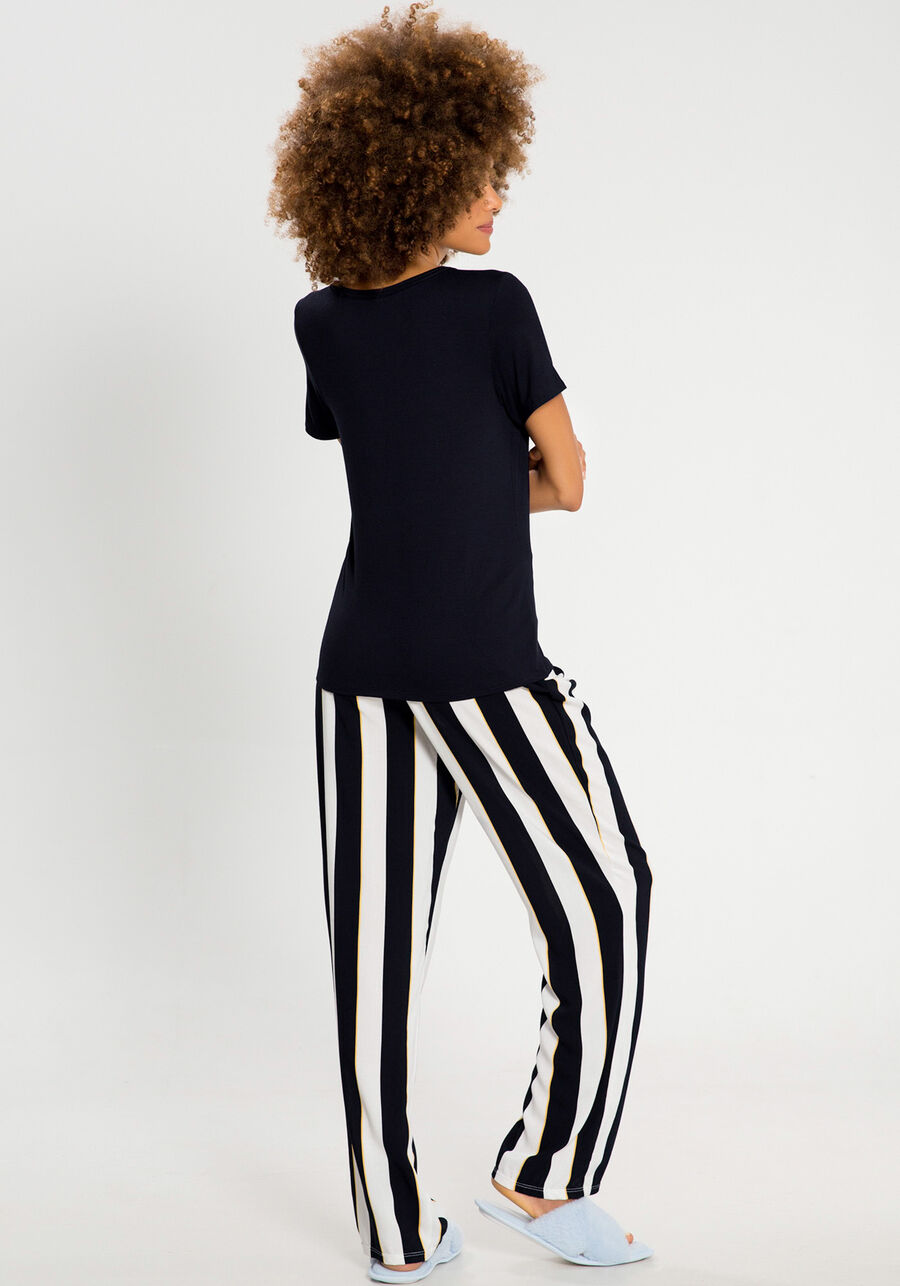 Pijama Estampado com T-shirt e Calça Viscose, . Pijama Estampado com T-shirt e Calça Viscose, , large.