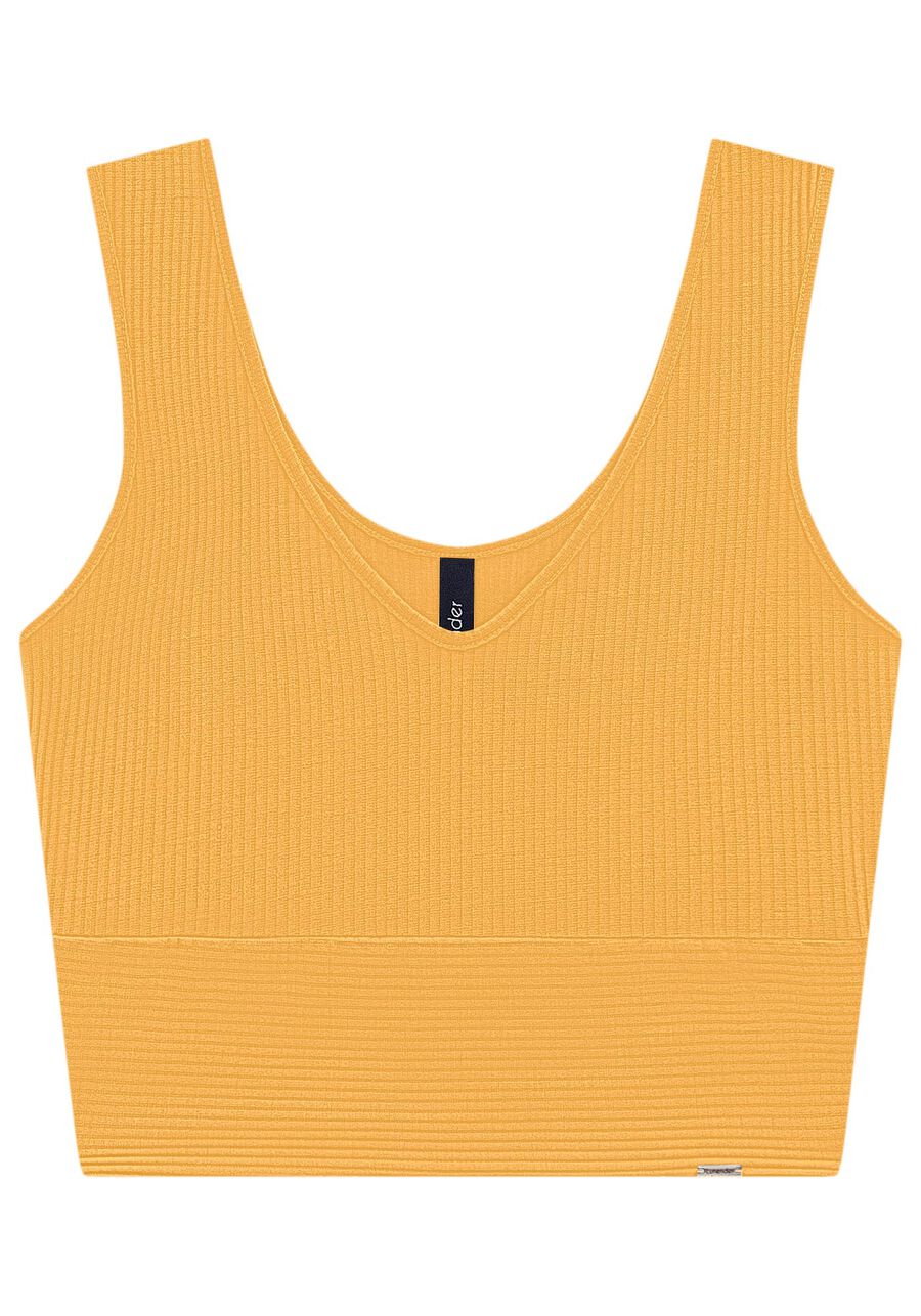 Blusa Cropped De Alças Com Decote V Em Malha Canelada, . Blusa Cropped De Alças Com Decote V Em Malha Canelada, , large.