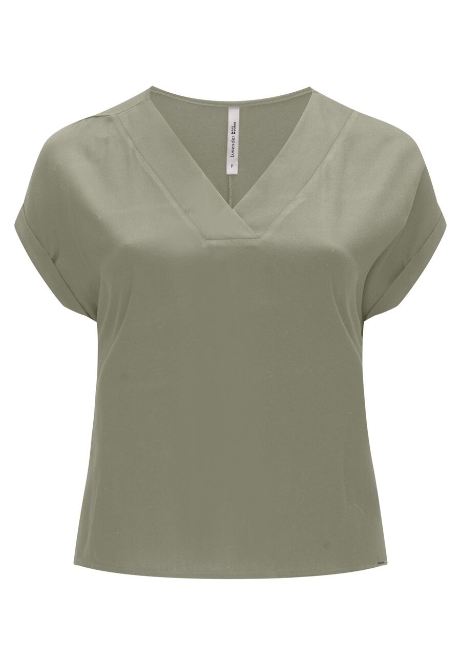 Blusa De Mangas Curtas Com Decote em V Plus Size, . Blusa De Mangas Curtas Com Decote em V Plus Size, , large.