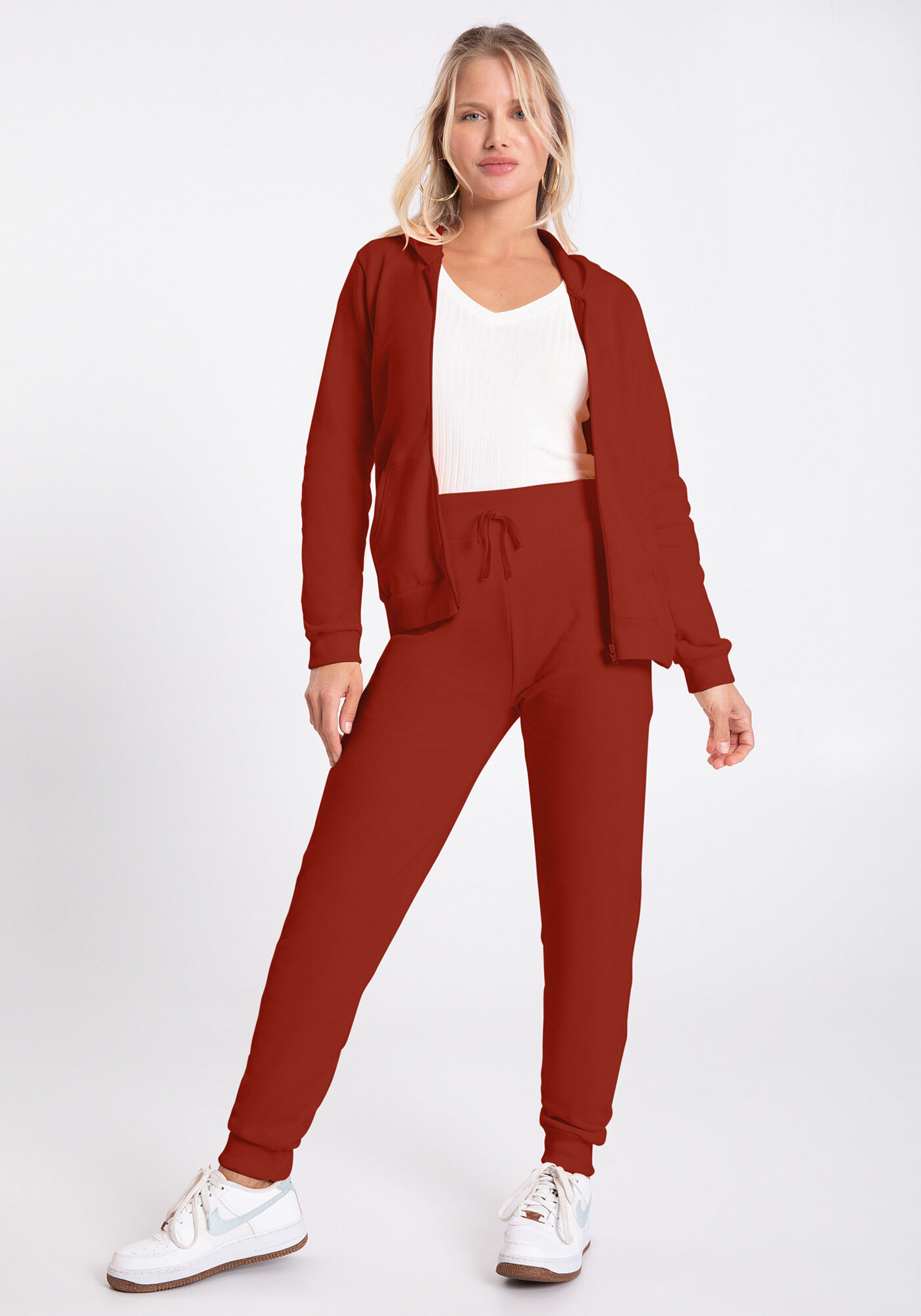 Cal&ccedil;a Jogging Com Cadar&ccedil;o Em Malha De Moletom Felpado, , large.