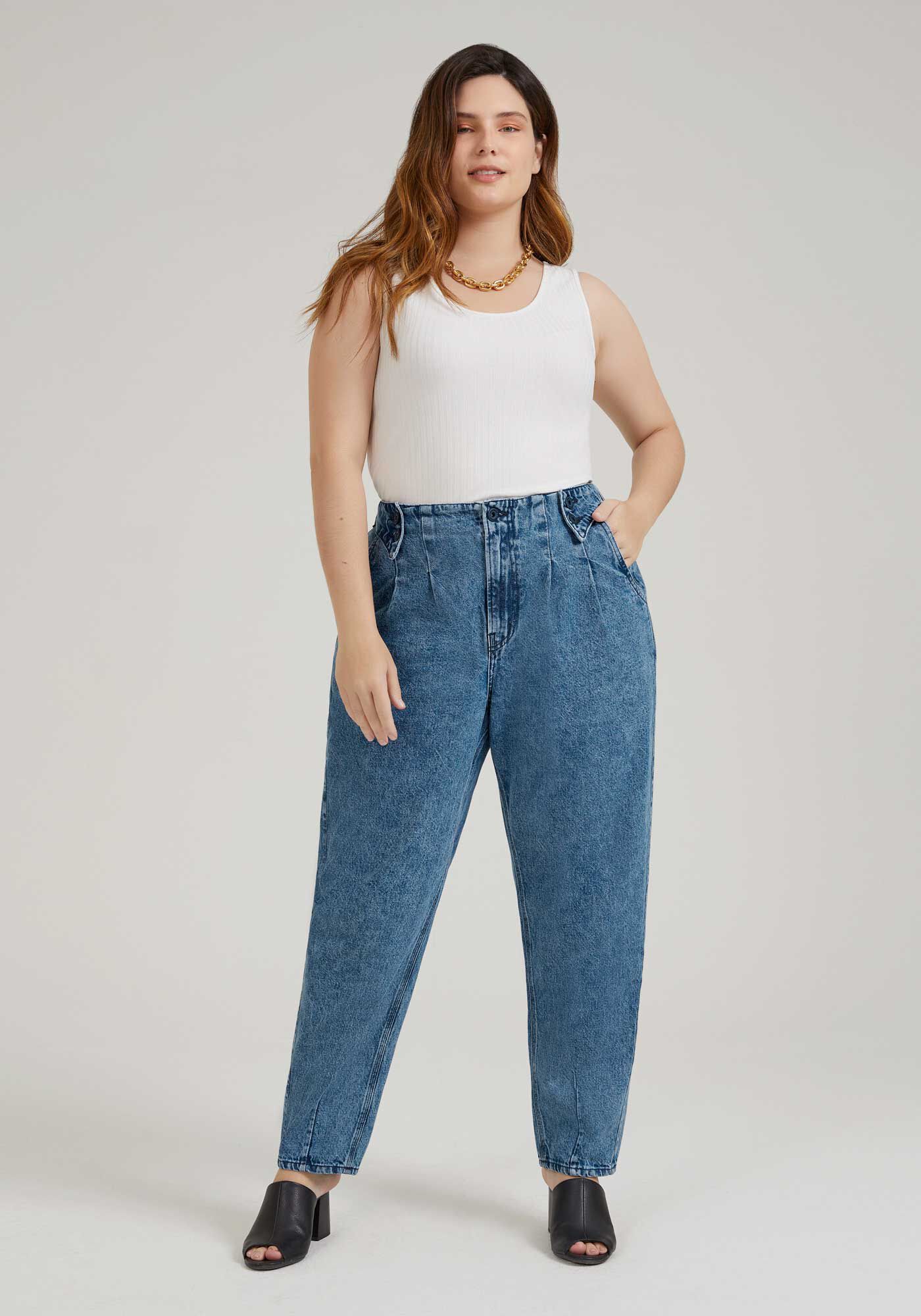 Cal a Jeans Slouchy Plus Size com Recorte C s Lunender