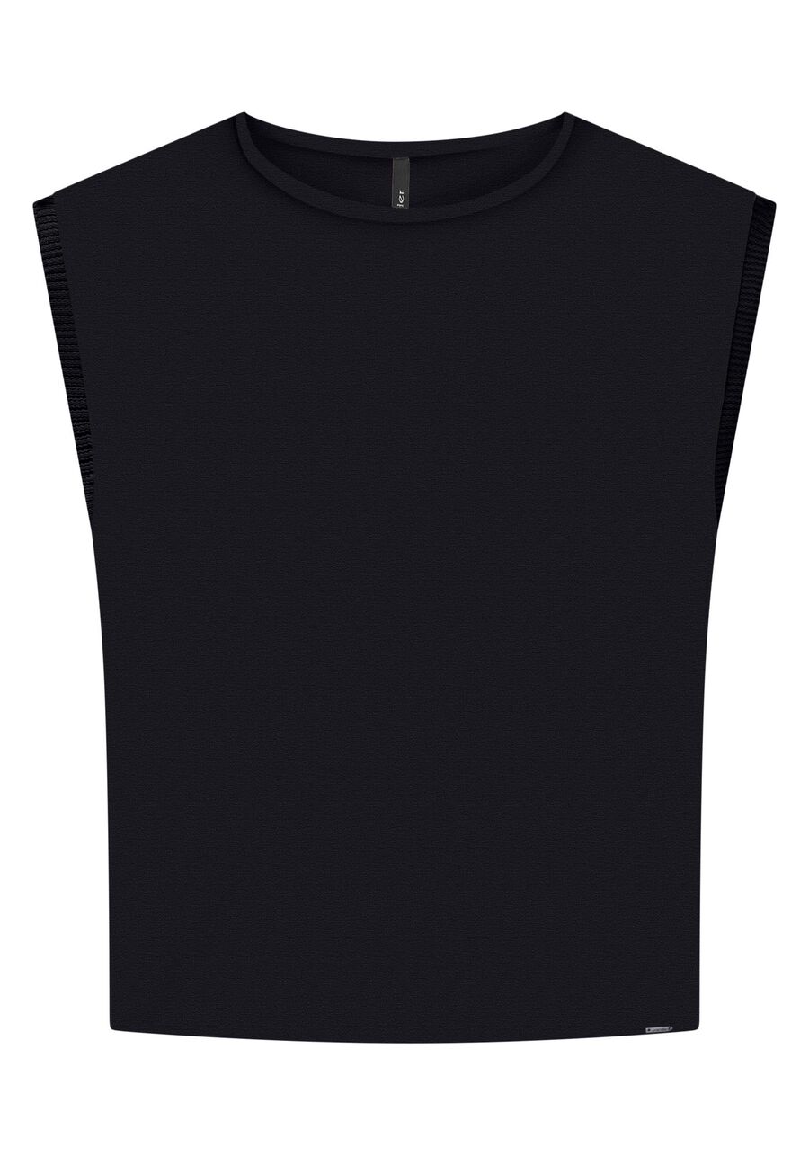 Blusa em Viscose com Detalhe Retilínea, . Blusa em Viscose com Detalhe Retilínea, , large.