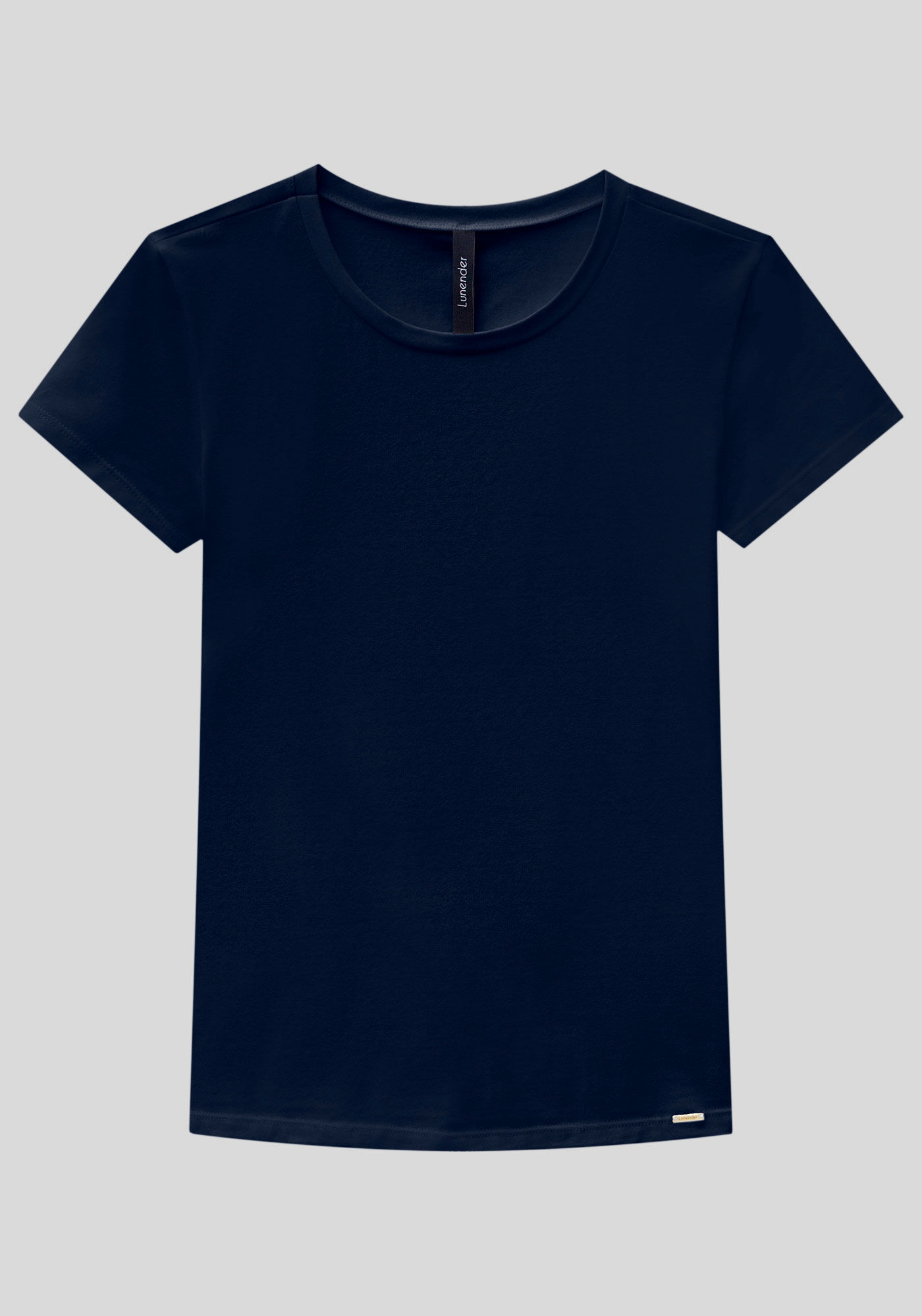 Blusa B&aacute;sica de Mangas Curtas Em Malha De Algod&atilde;o E Elastano, , large.