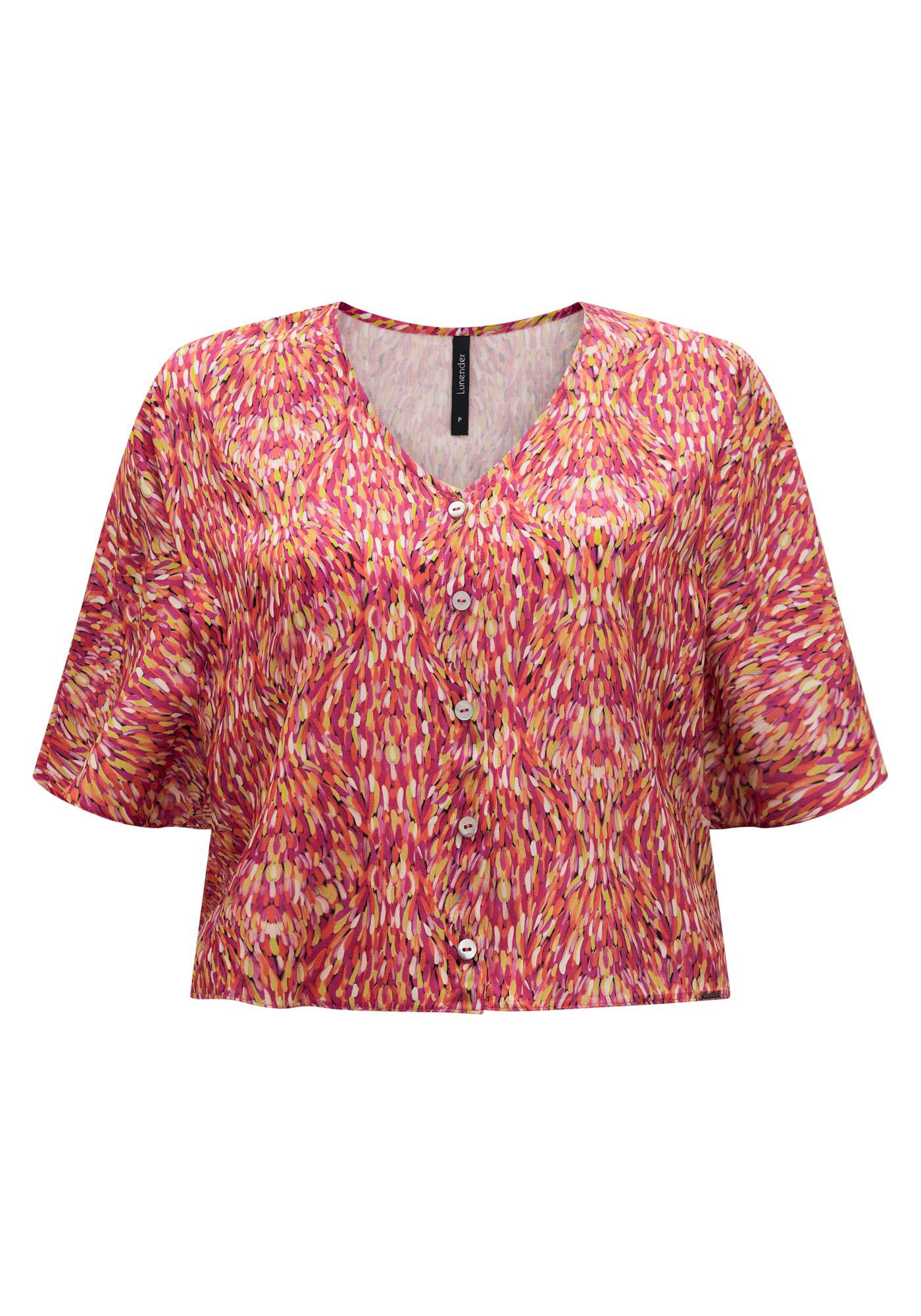 Camisa Estampada De Mangas Amplas Com Decote Em V, , large.