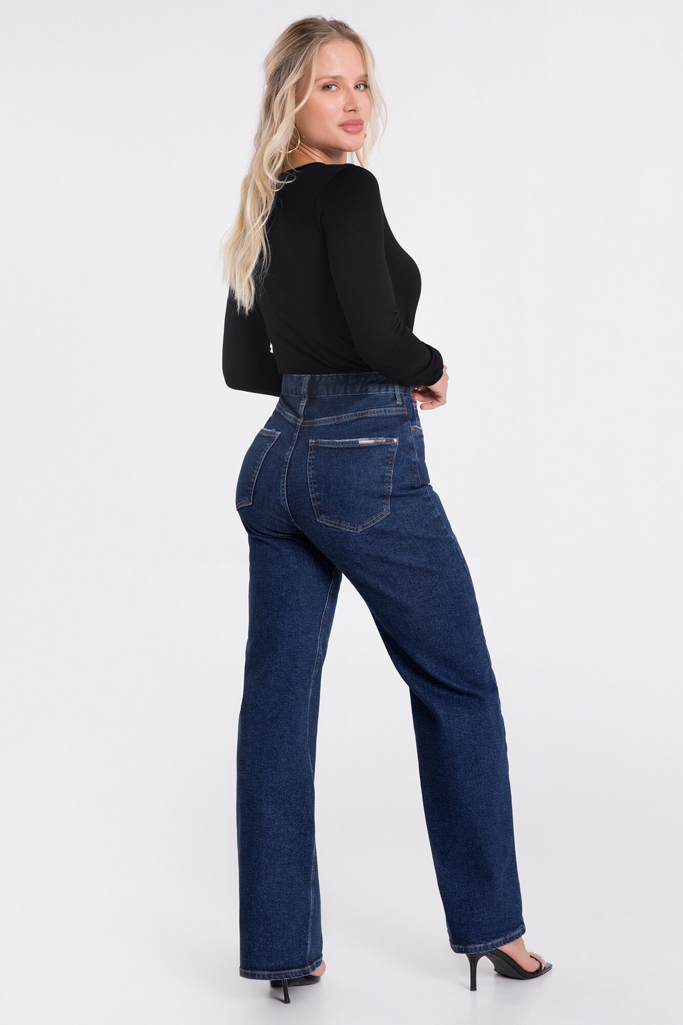 Blusa B&aacute;sica De Mangas Longas Em Malha Com Elastano, , large.