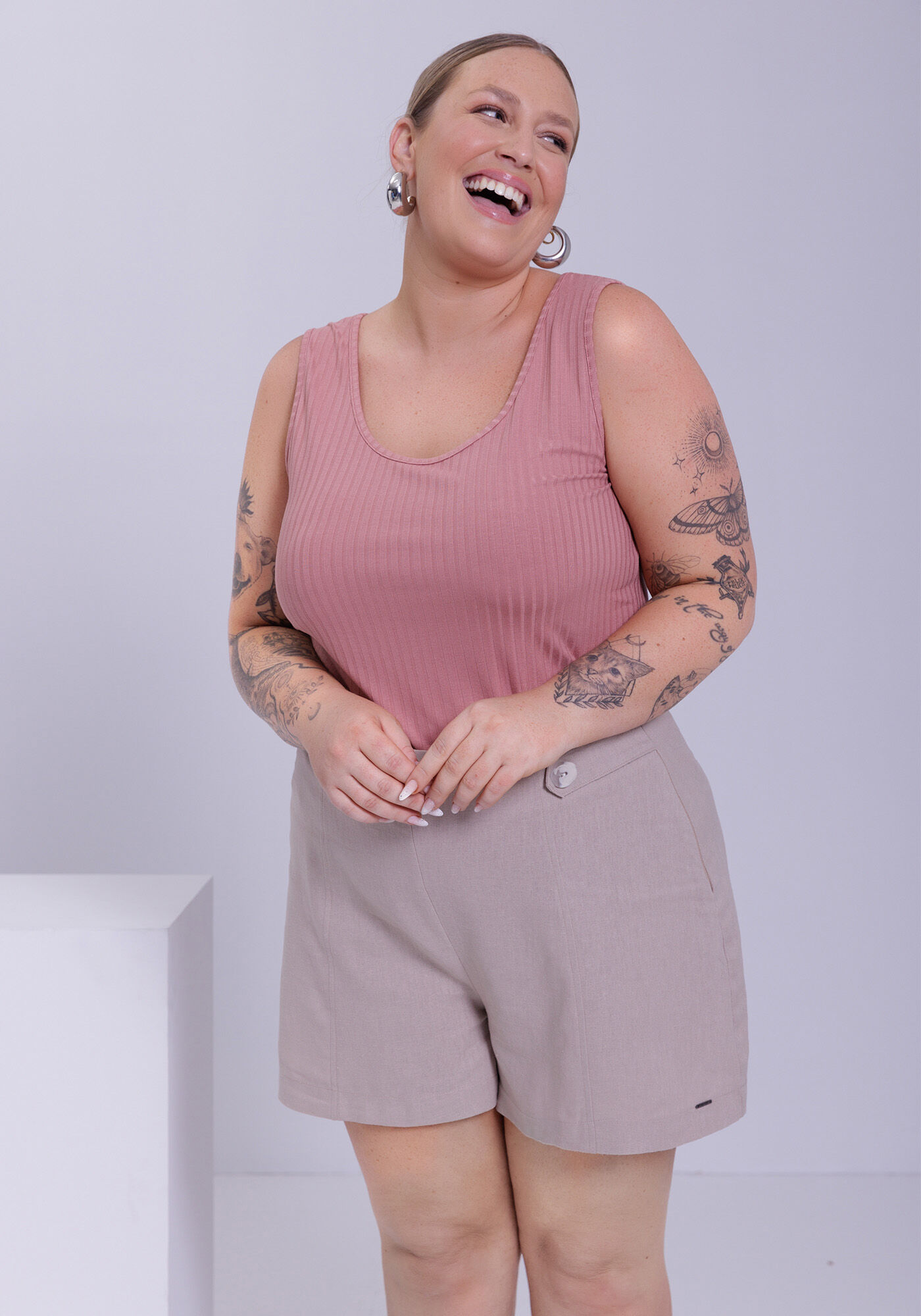 Blusa Regata Lisa Canelada Com Decote Redondo, ROSA FAIRY, large.