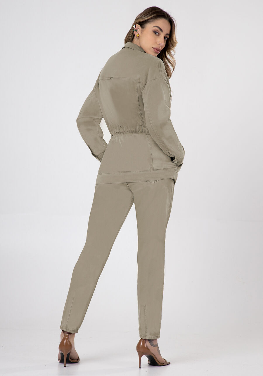 Parka em Sarja Forrada com Pelo Carneirinho, VERDE STREET. Parka em Sarja Forrada com Pelo Carneirinho, VERDE STREET, large.