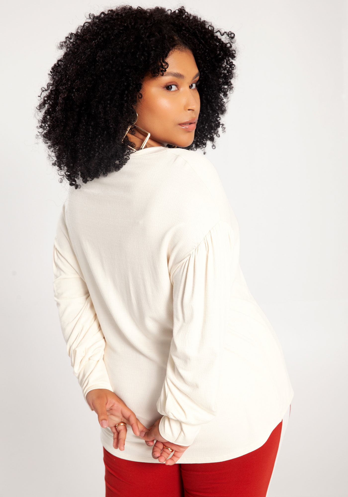 Blusa Plus Size em Malha com Comprimento Mullet, , large.