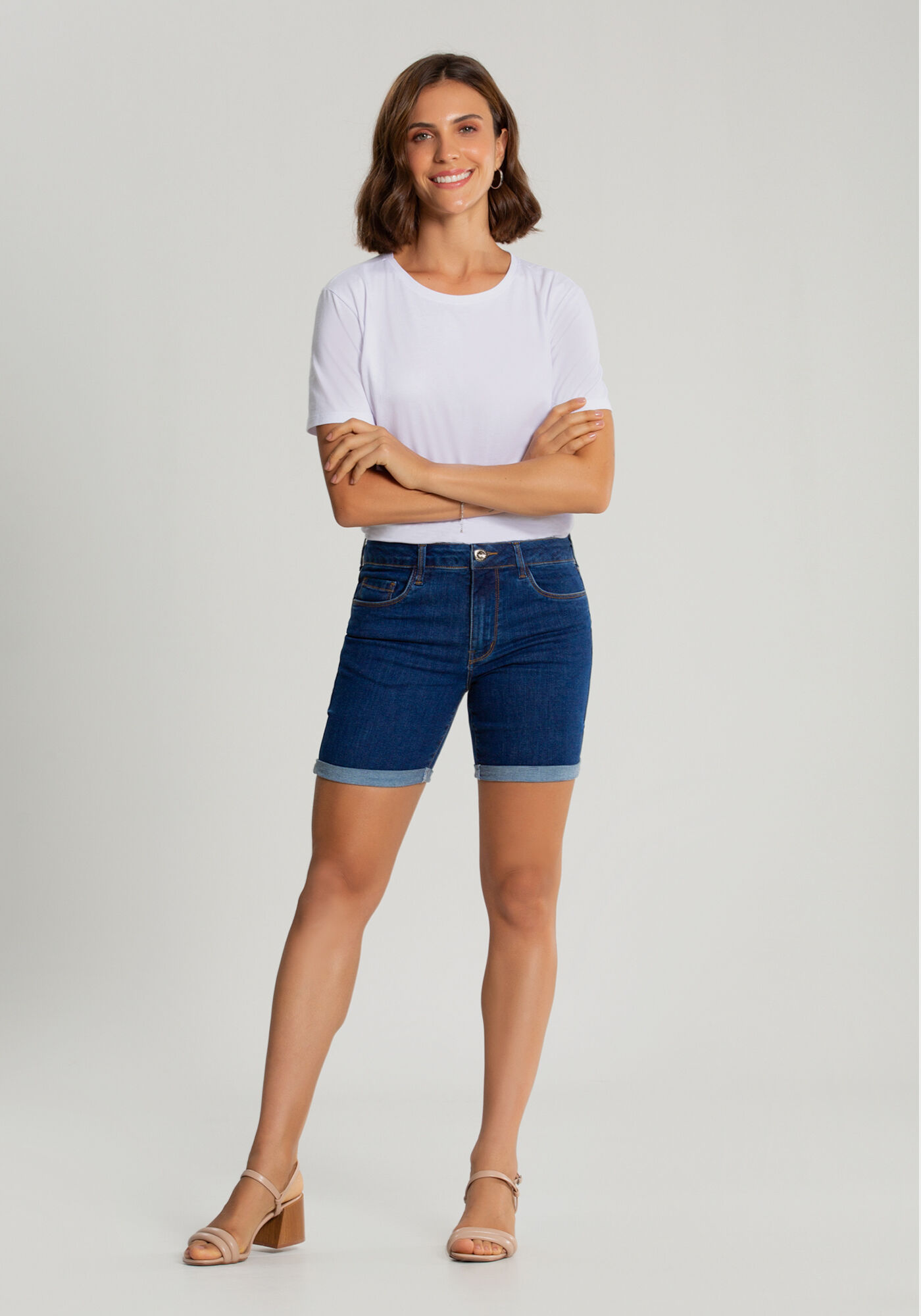 Shorts Jeans Meia Coxa Lunender