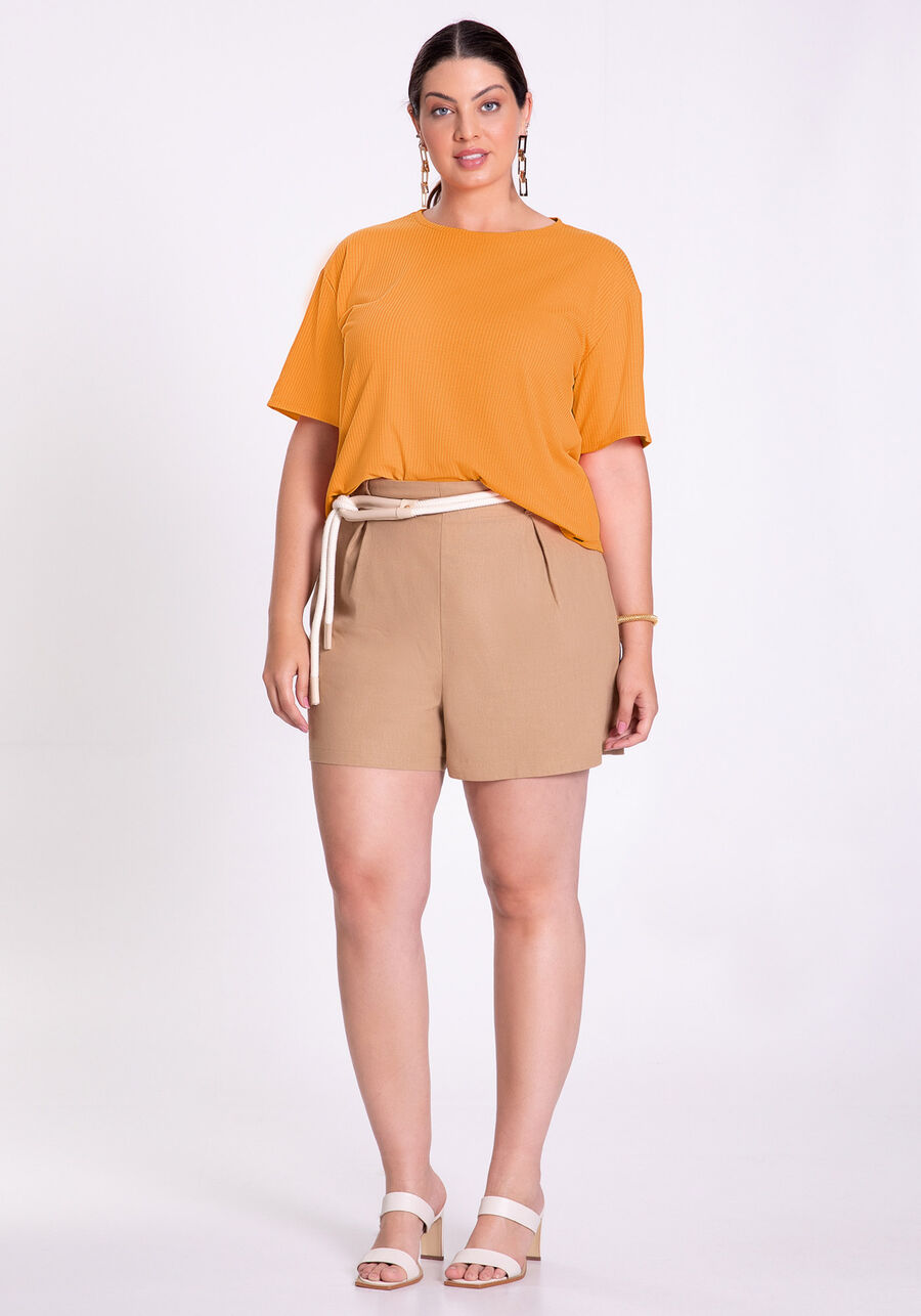 Blusa Plus Size Canelada Básica com Manga Curta, . Blusa Plus Size Canelada Básica com Manga Curta, , large.