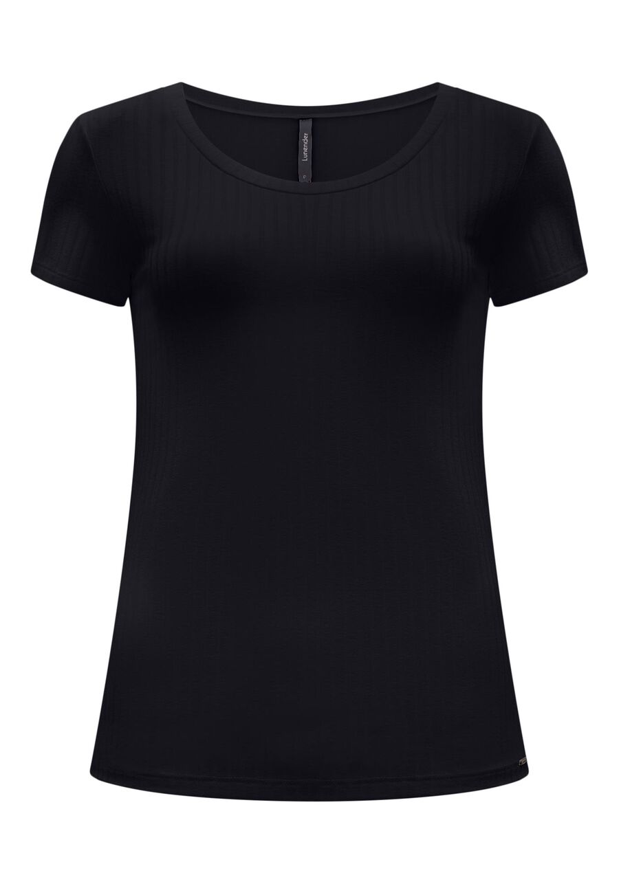 Blusa Em Malha Canelada Com Mangas Curtas E Decote Redondo, . Blusa Em Malha Canelada Com Mangas Curtas E Decote Redondo, , large.