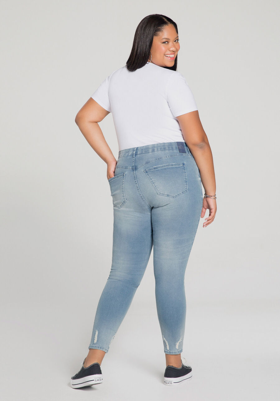 Calça Jeans Skinny Chapa Barriga Plus Size, JEANS, large.