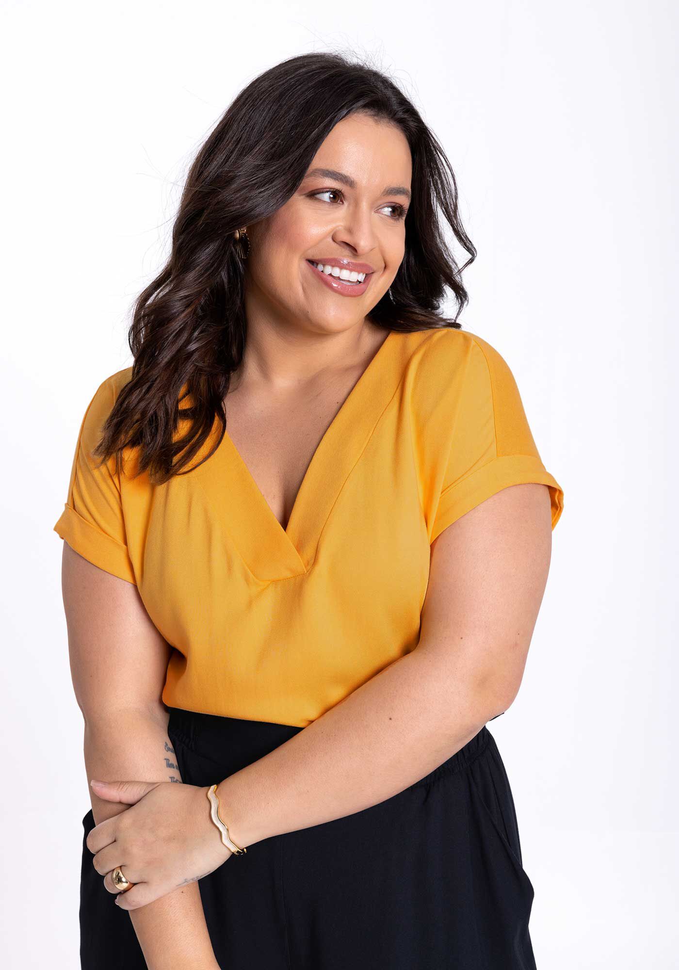Blusa plus size manga curta clearance