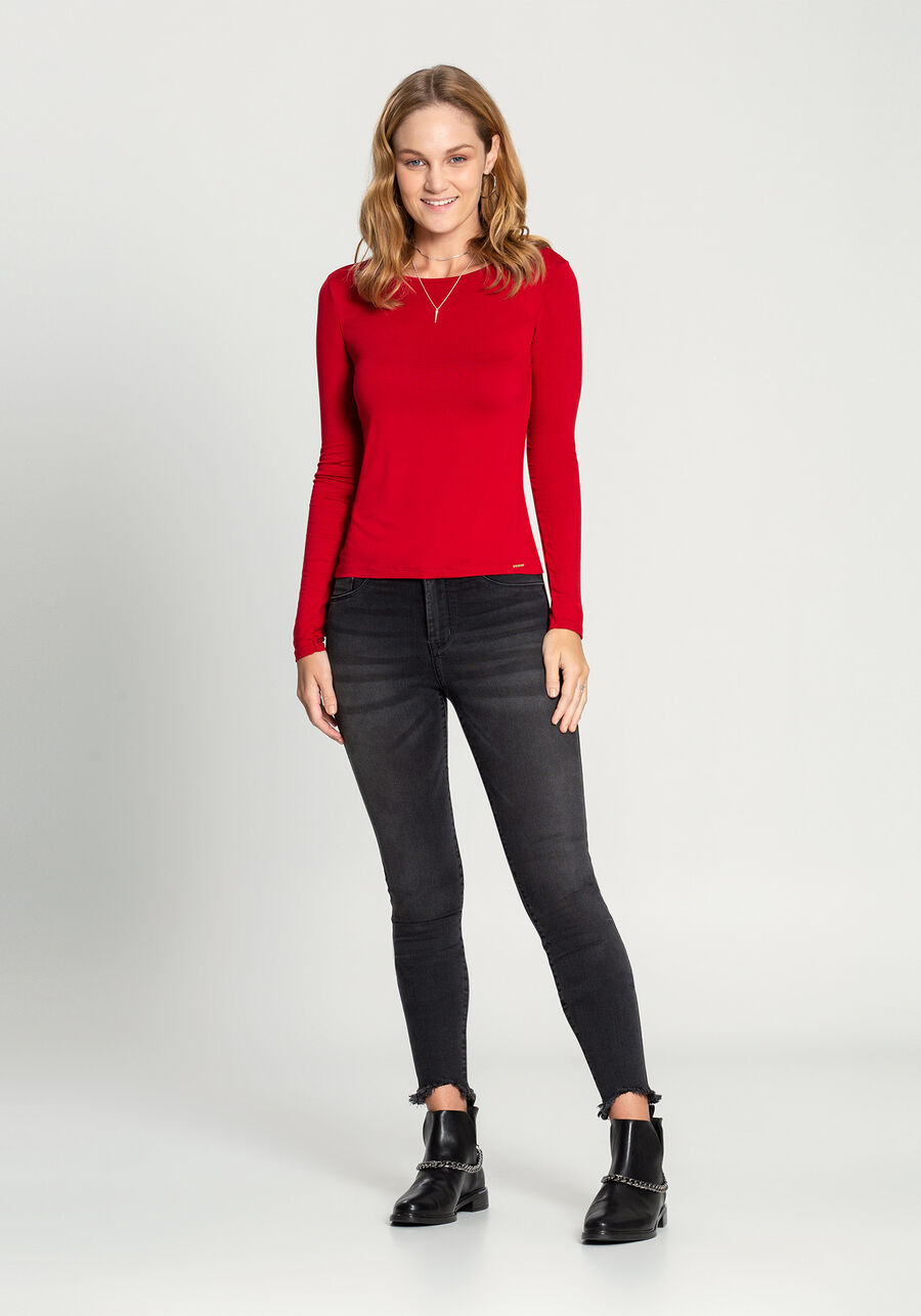 Blusa Básica De Mangas Longas Em Malha Com Elastano, . Blusa Básica De Mangas Longas Em Malha Com Elastano, , large.