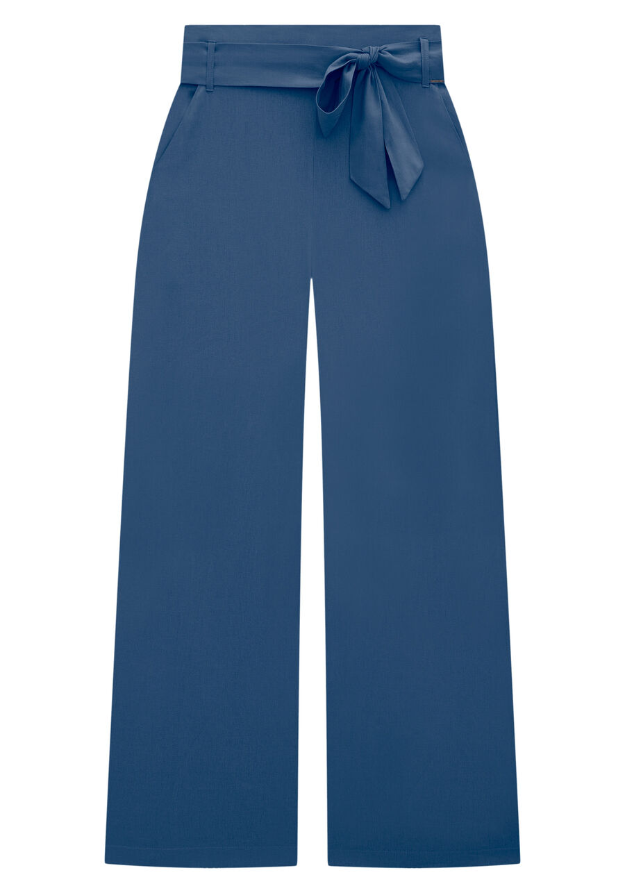 Calça Wide Leg Plus Size em Tecido Linho com Cinto, MARINHO STELLA. Calça Wide Leg Plus Size em Tecido Linho com Cinto, MARINHO STELLA, large.