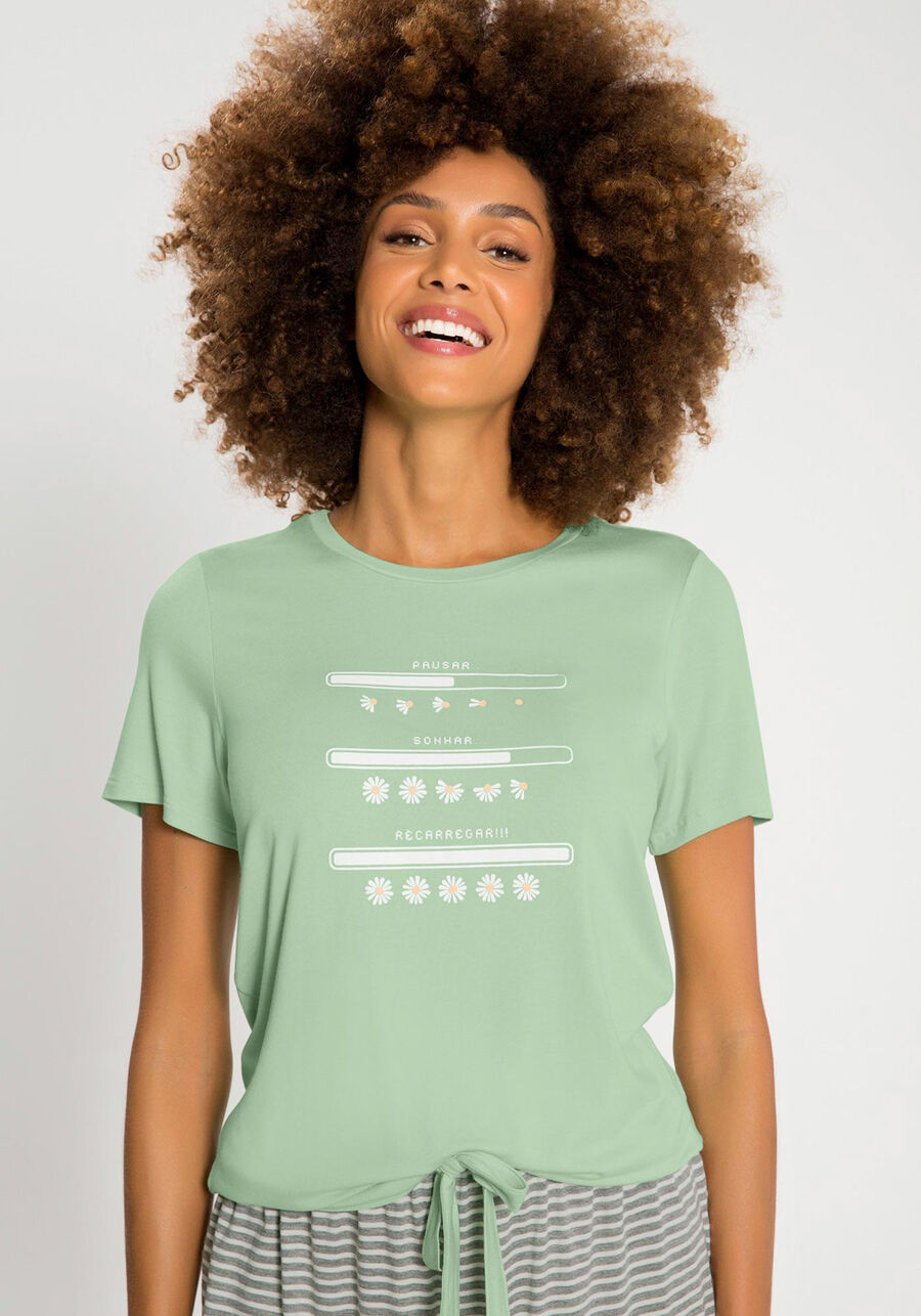 Pijama em Malha Viscose com T-shirt e Shorts, . Pijama em Malha Viscose com T-shirt e Shorts, , large.
