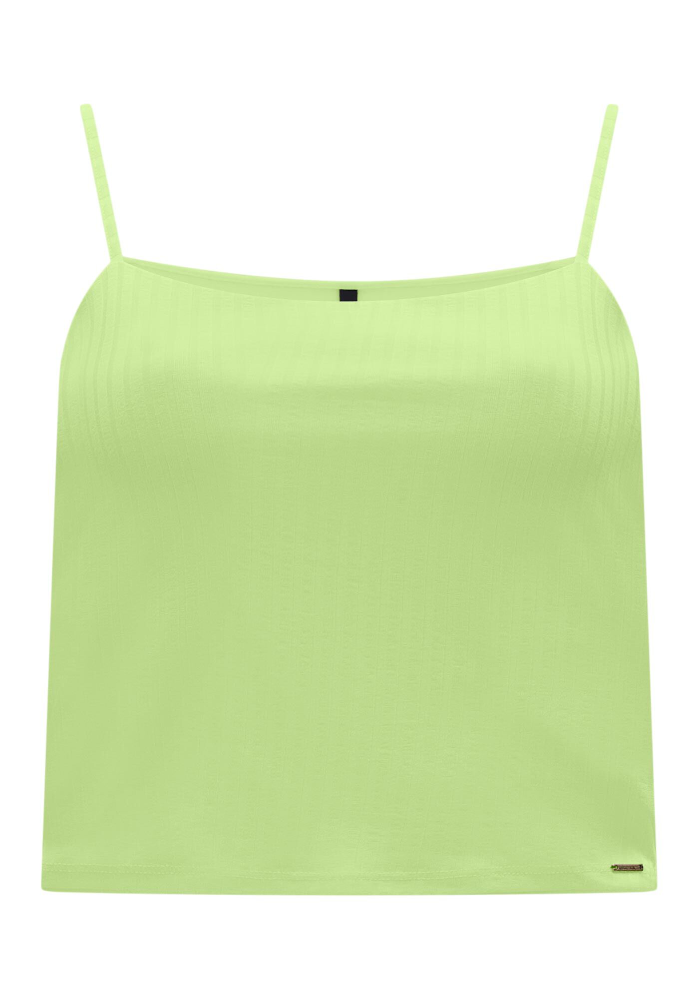 Blusa Regata Curta De Al&ccedil;as Finas Em Malha Canelada, , large.