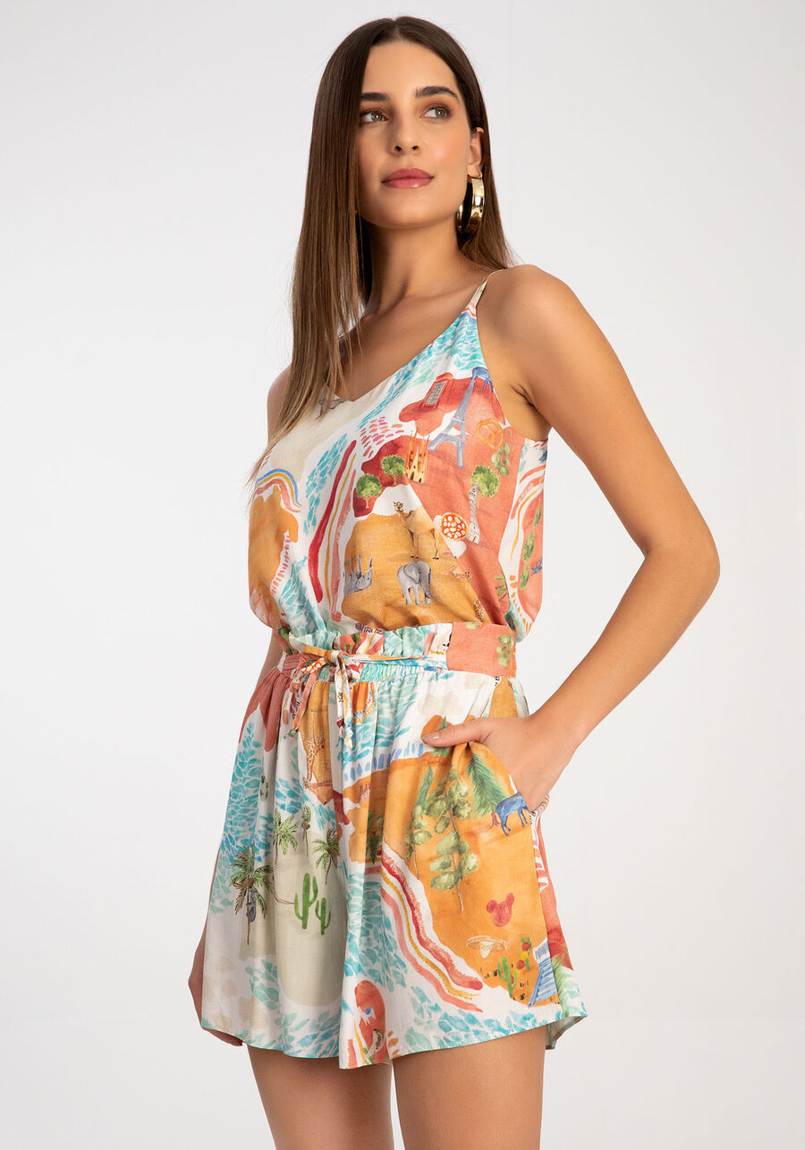 Shorts Estampado em Viscose com Bolsos, . Shorts Estampado em Viscose com Bolsos, , large.