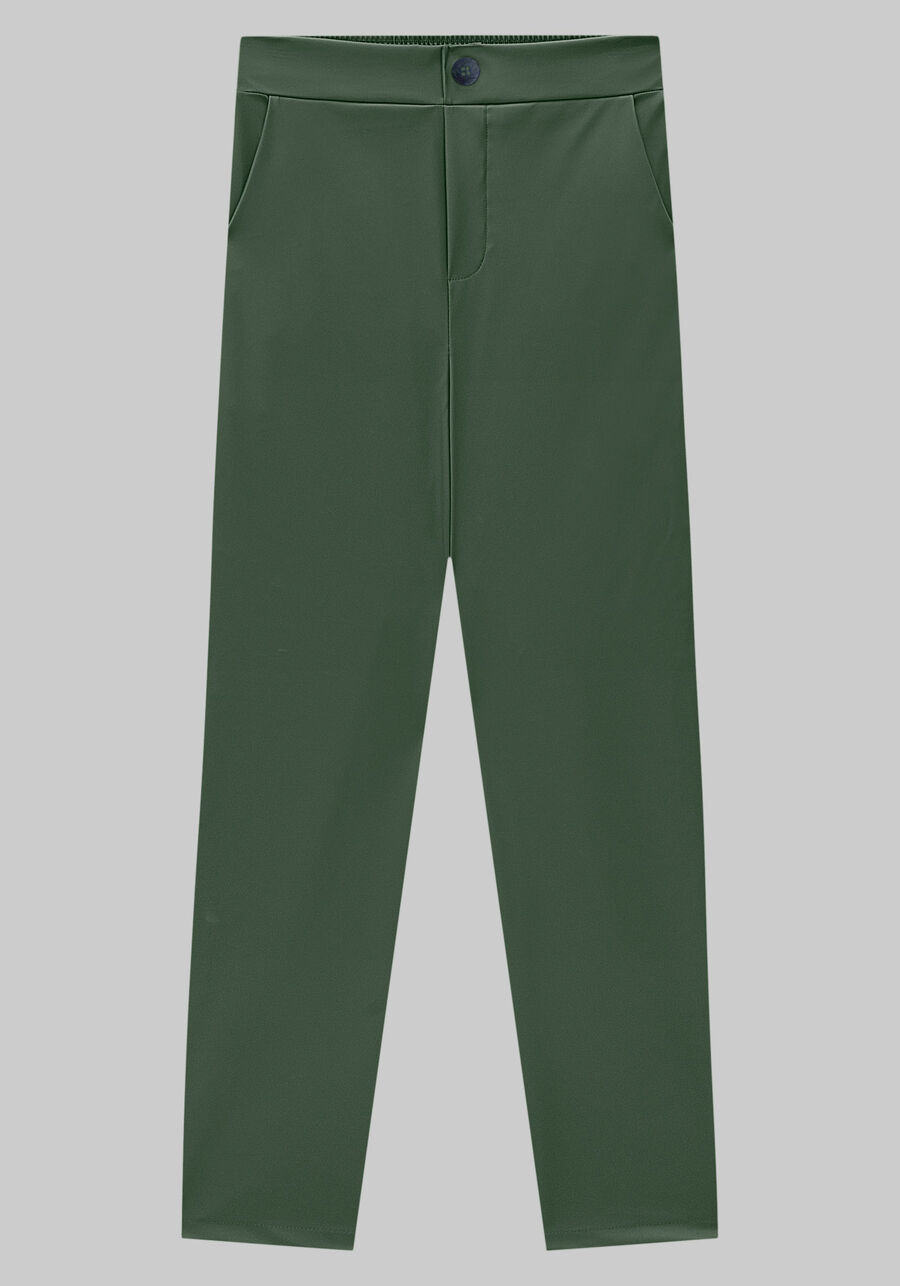 Calça Comfort em PU com Cintura Alta, VERDE FURIA. Calça Comfort em PU com Cintura Alta, VERDE FURIA, large.