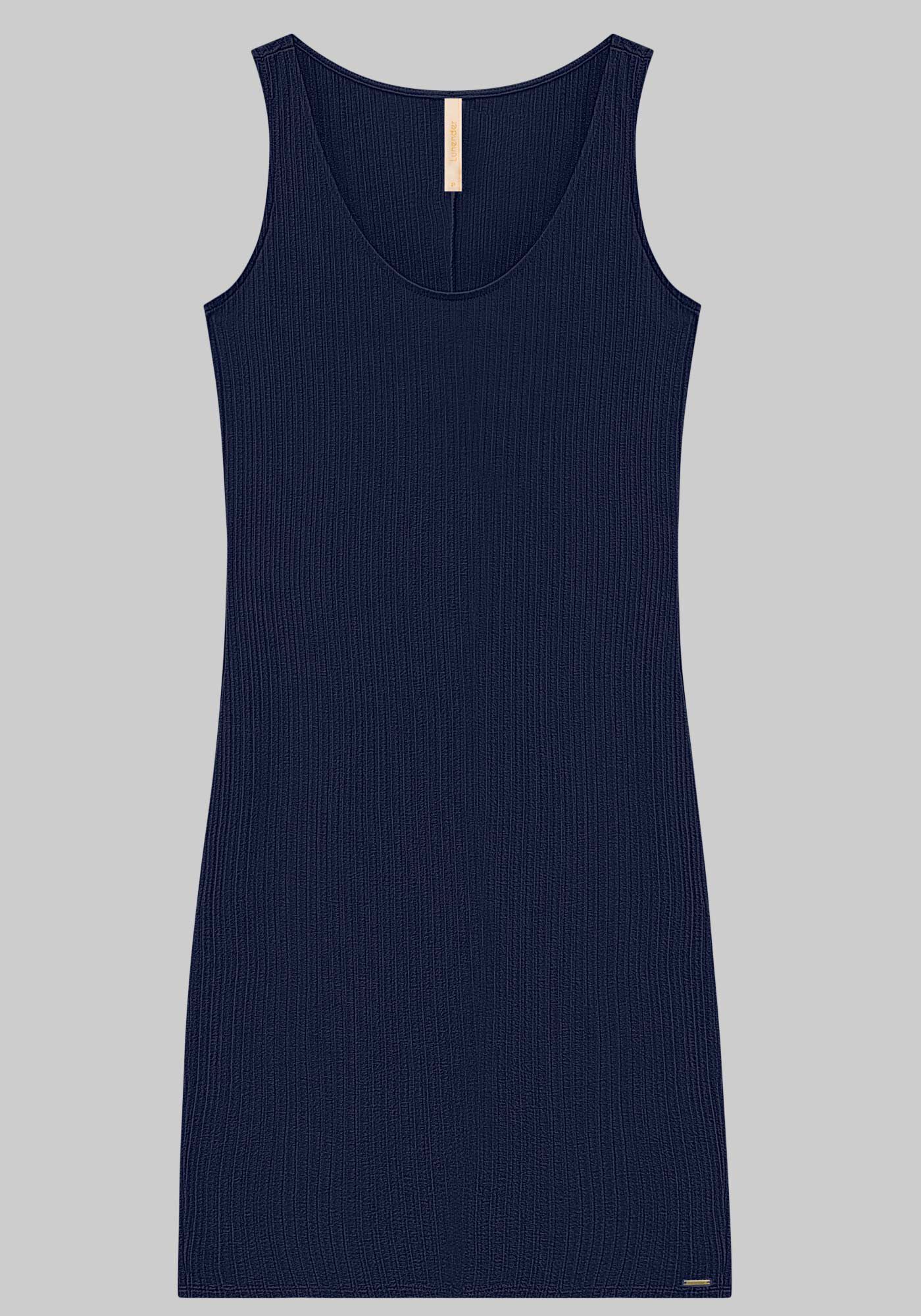 Vestido Curto B&aacute;sico Com Decote Redondo Em Malha Canelada, , large.