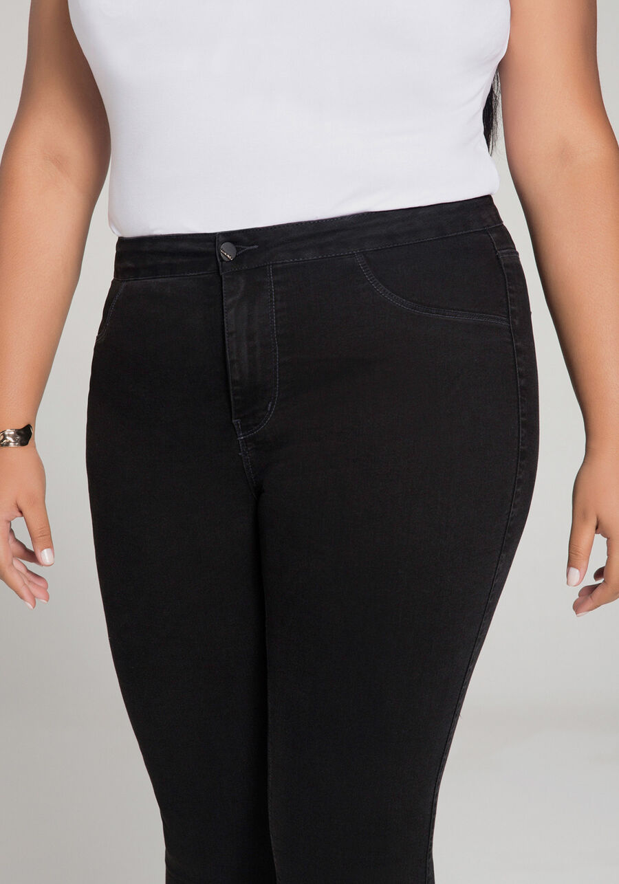 Calça Jeans Skinny Cropped Fit For Me ECO Plus Size, PRETO REATIVO, large.