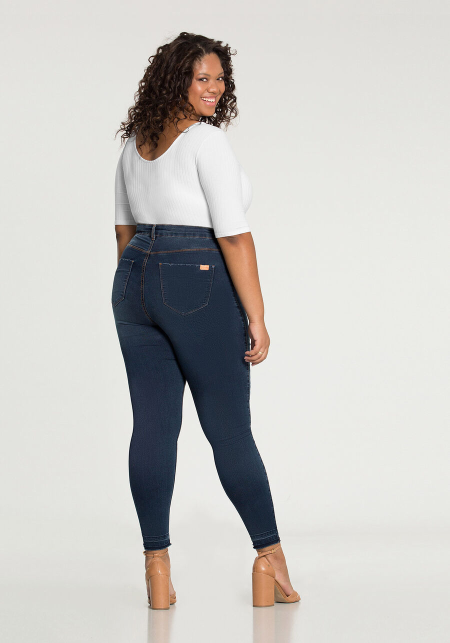 Calça Cropped Plus Size Fit For Me, JEANS ESCURO, large.